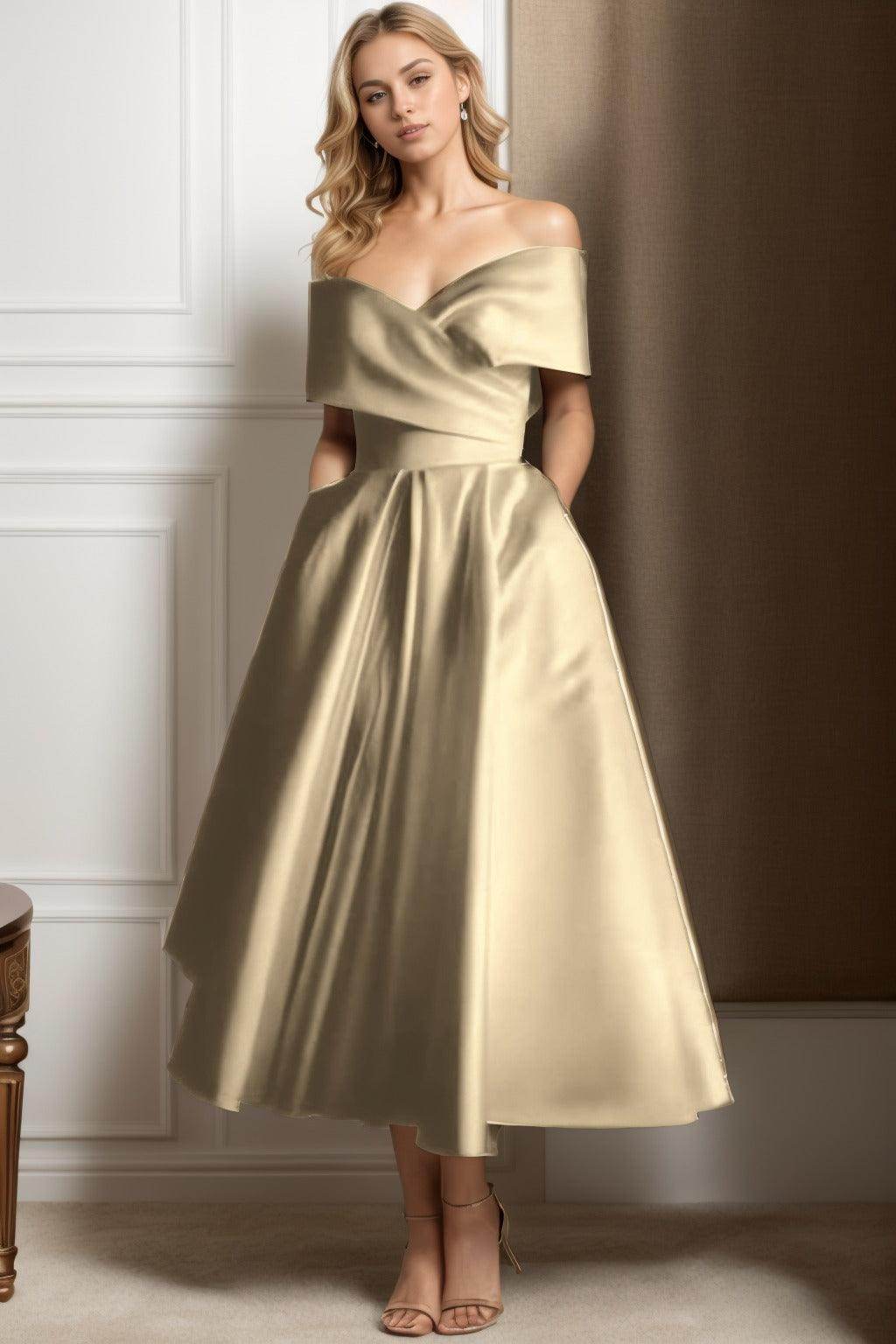 A-Line Ankle Length Satin Mother of the Bride Dress CS0564