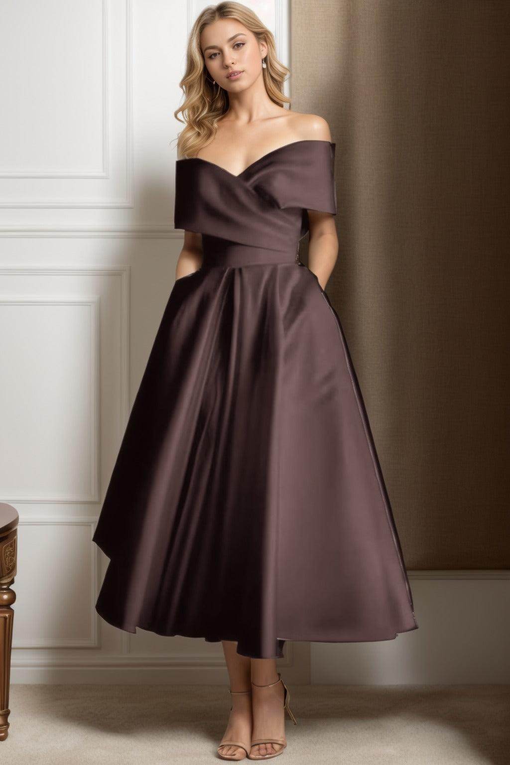A-Line Ankle Length Satin Mother of the Bride Dress CS0564