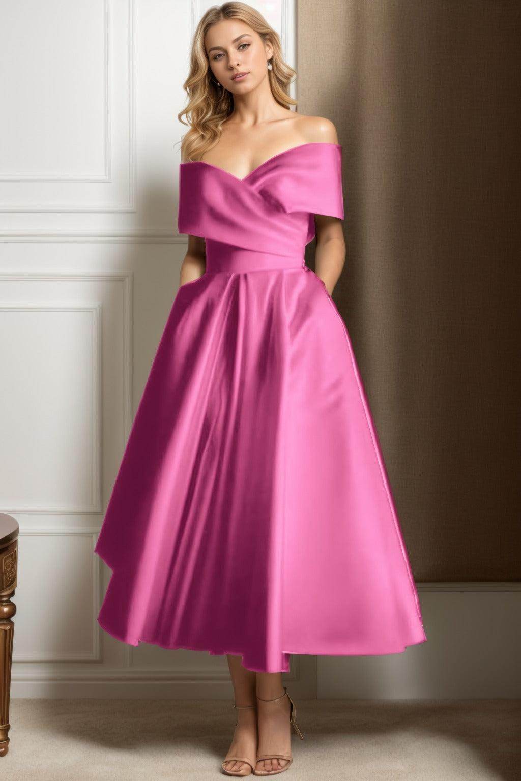 A-Line Ankle Length Satin Mother of the Bride Dress CS0564