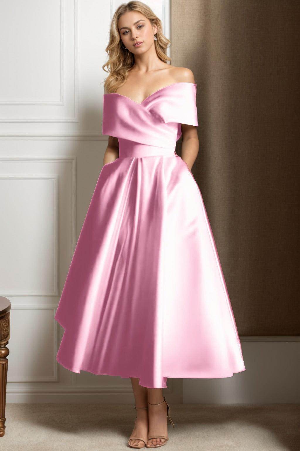 A-Line Ankle Length Satin Mother of the Bride Dress CS0564