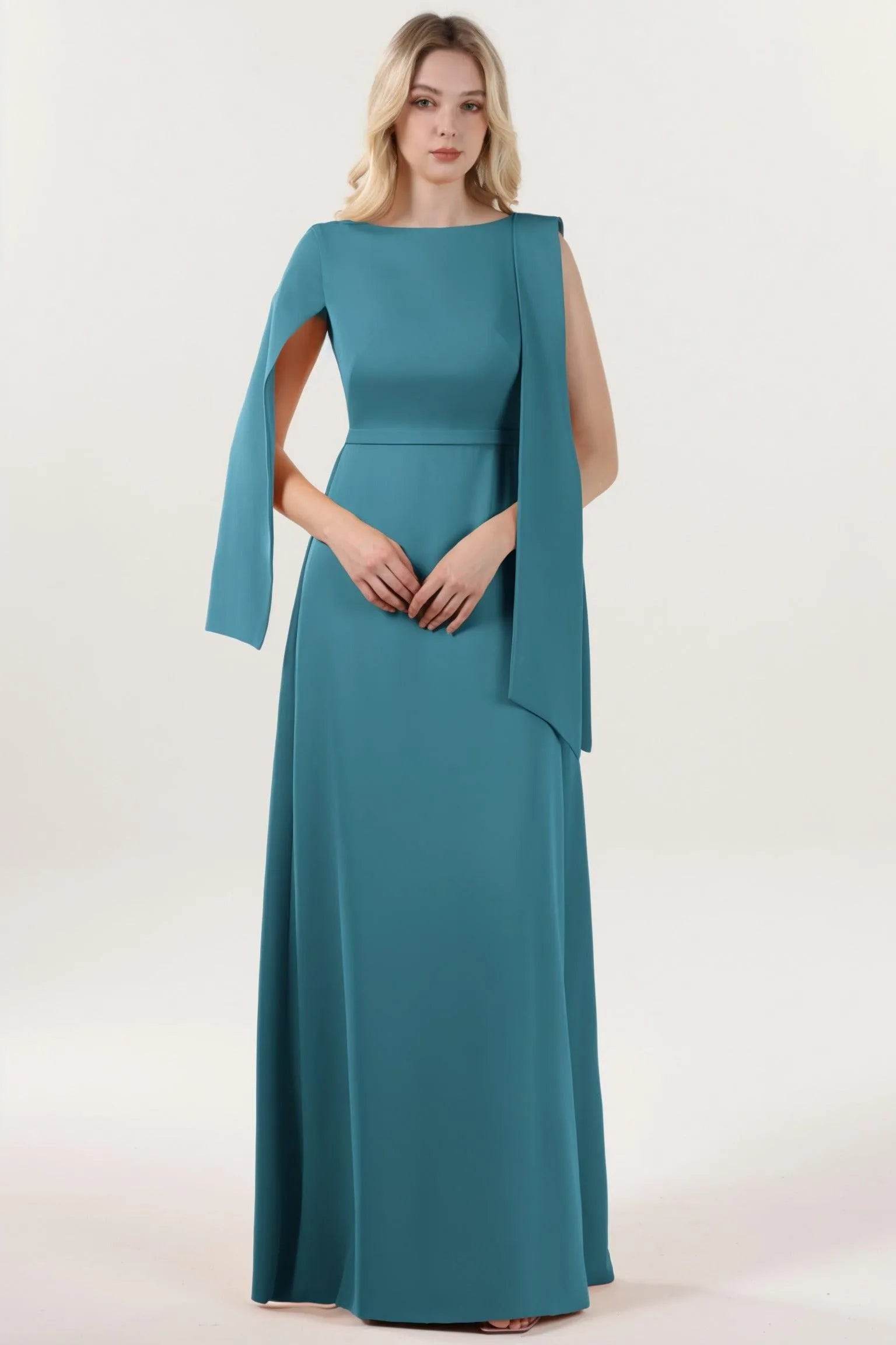 A-Line Maxi Stretch Crepe Formal Dress CS0586