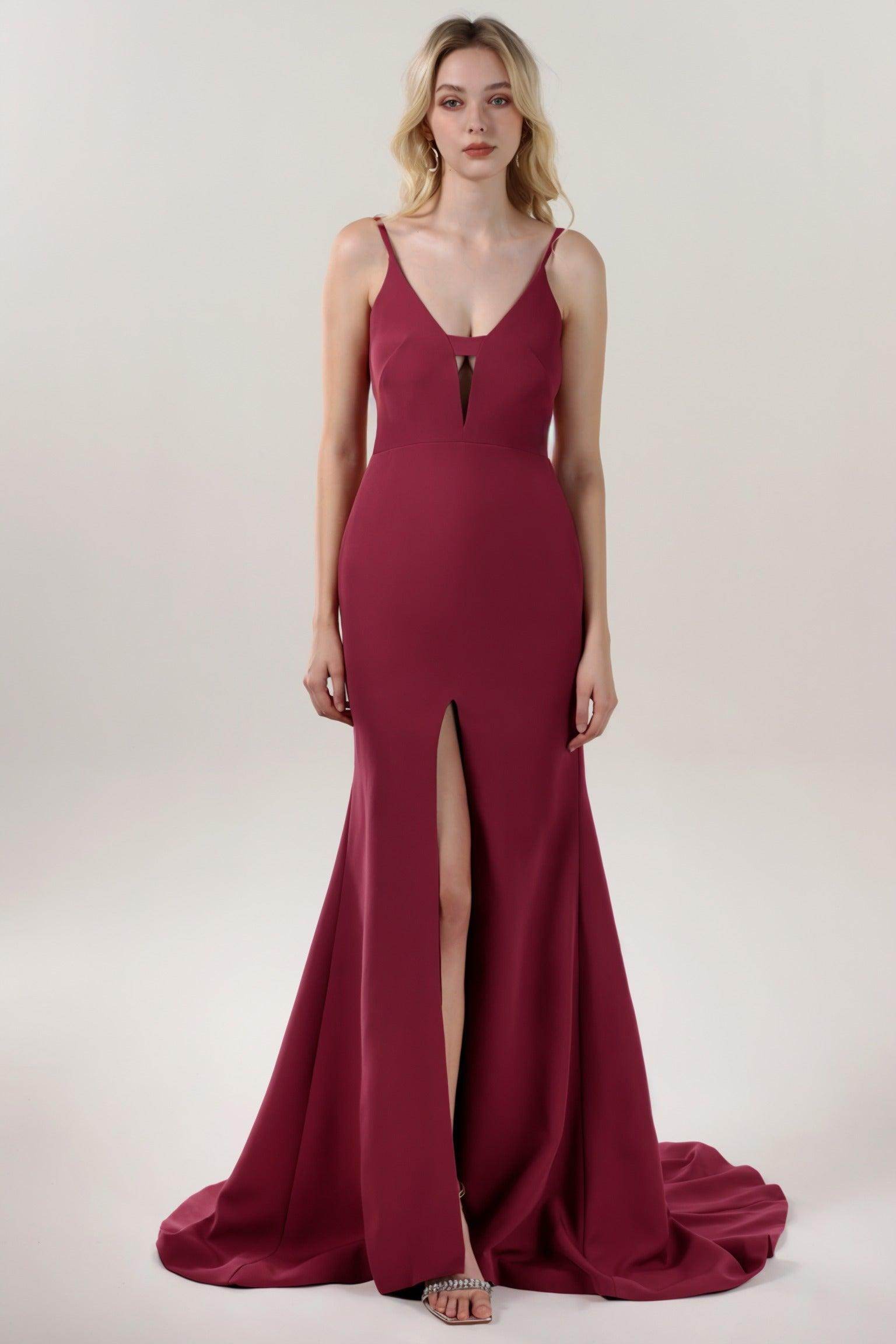 Mermaid Sweep-Brush Train Stretch Crepe Formal Dress CS0588