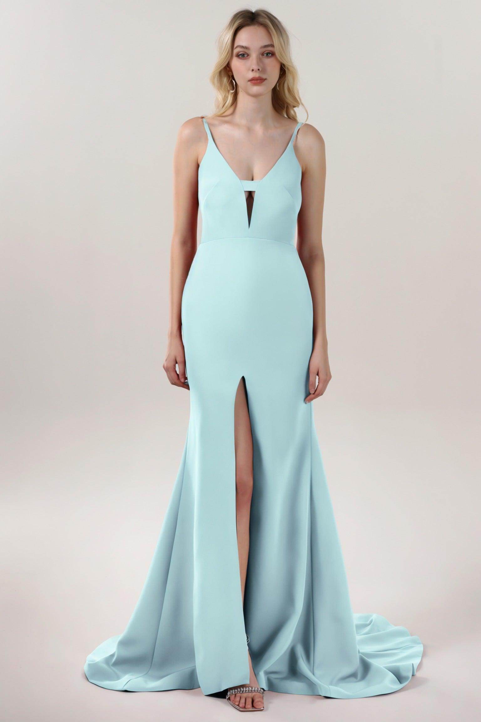 Mermaid Sweep-Brush Train Stretch Crepe Formal Dress CS0588
