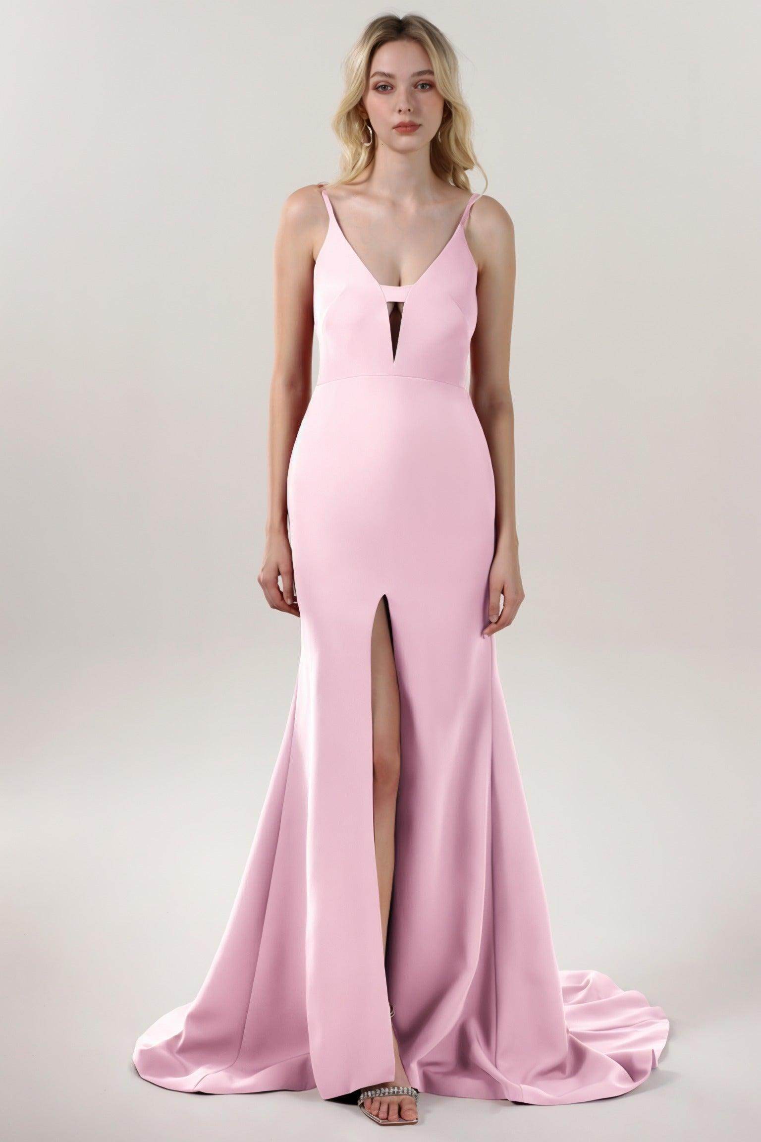 Mermaid Sweep-Brush Train Stretch Crepe Formal Dress CS0588