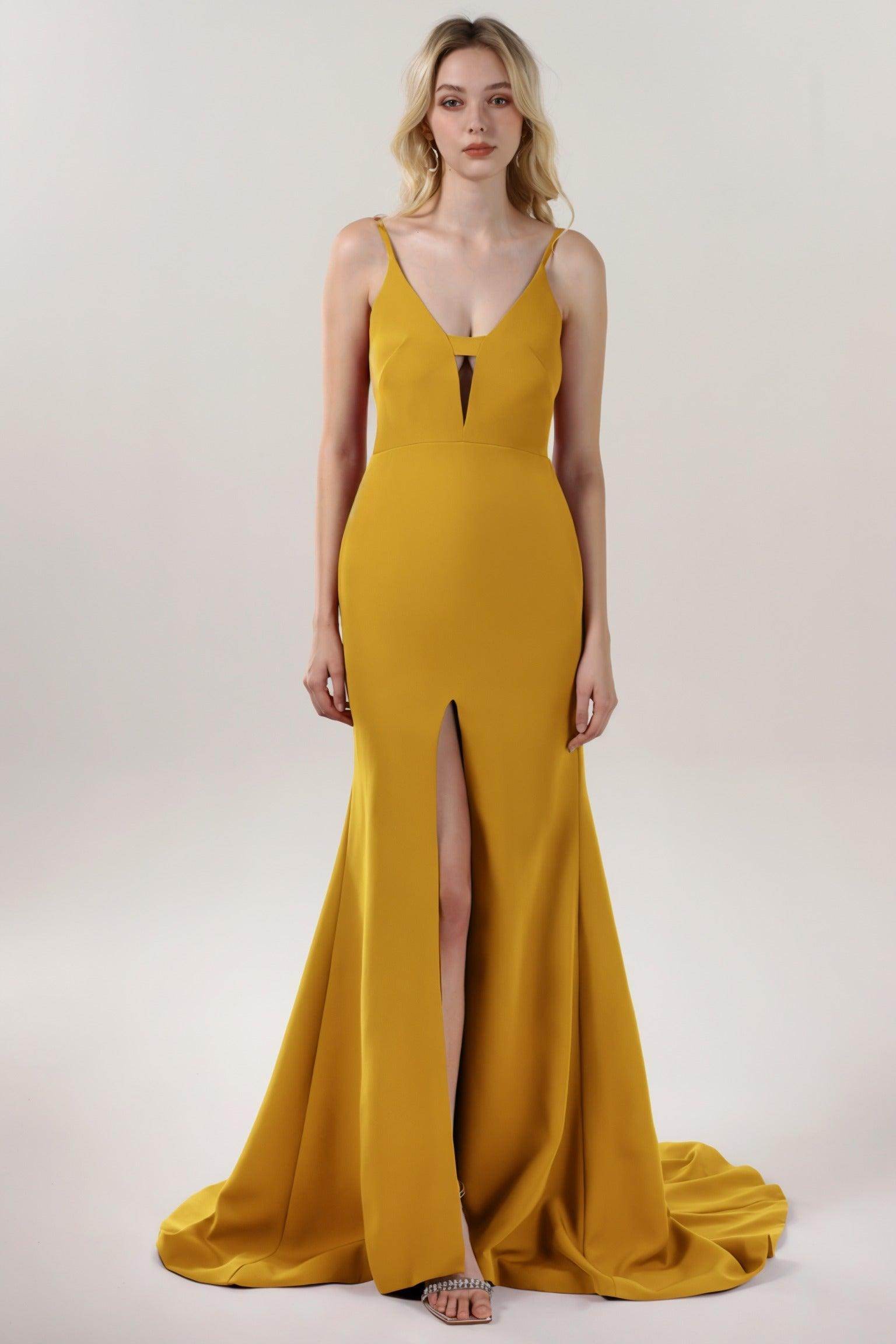 Mermaid Sweep-Brush Train Stretch Crepe Formal Dress CS0588