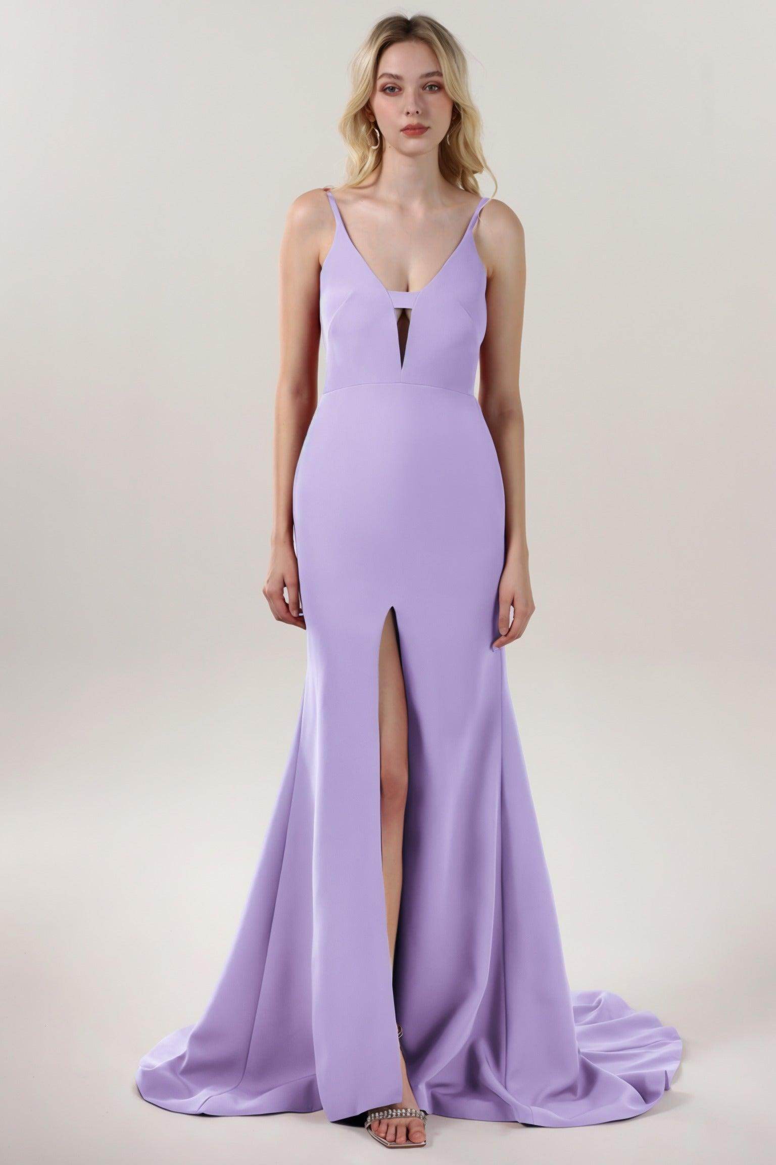 Mermaid Sweep-Brush Train Stretch Crepe Formal Dress CS0588