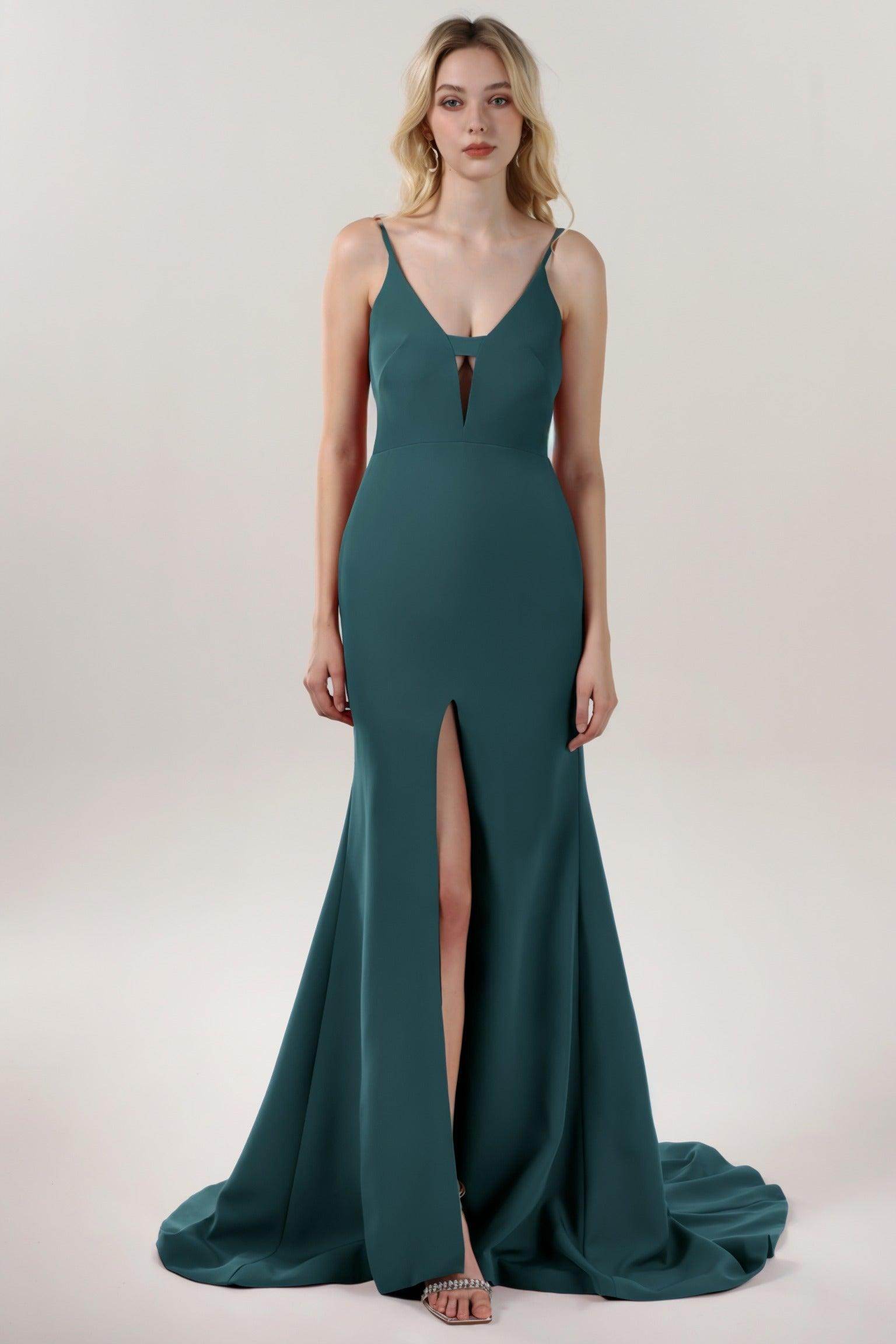 Mermaid Sweep-Brush Train Stretch Crepe Formal Dress CS0588