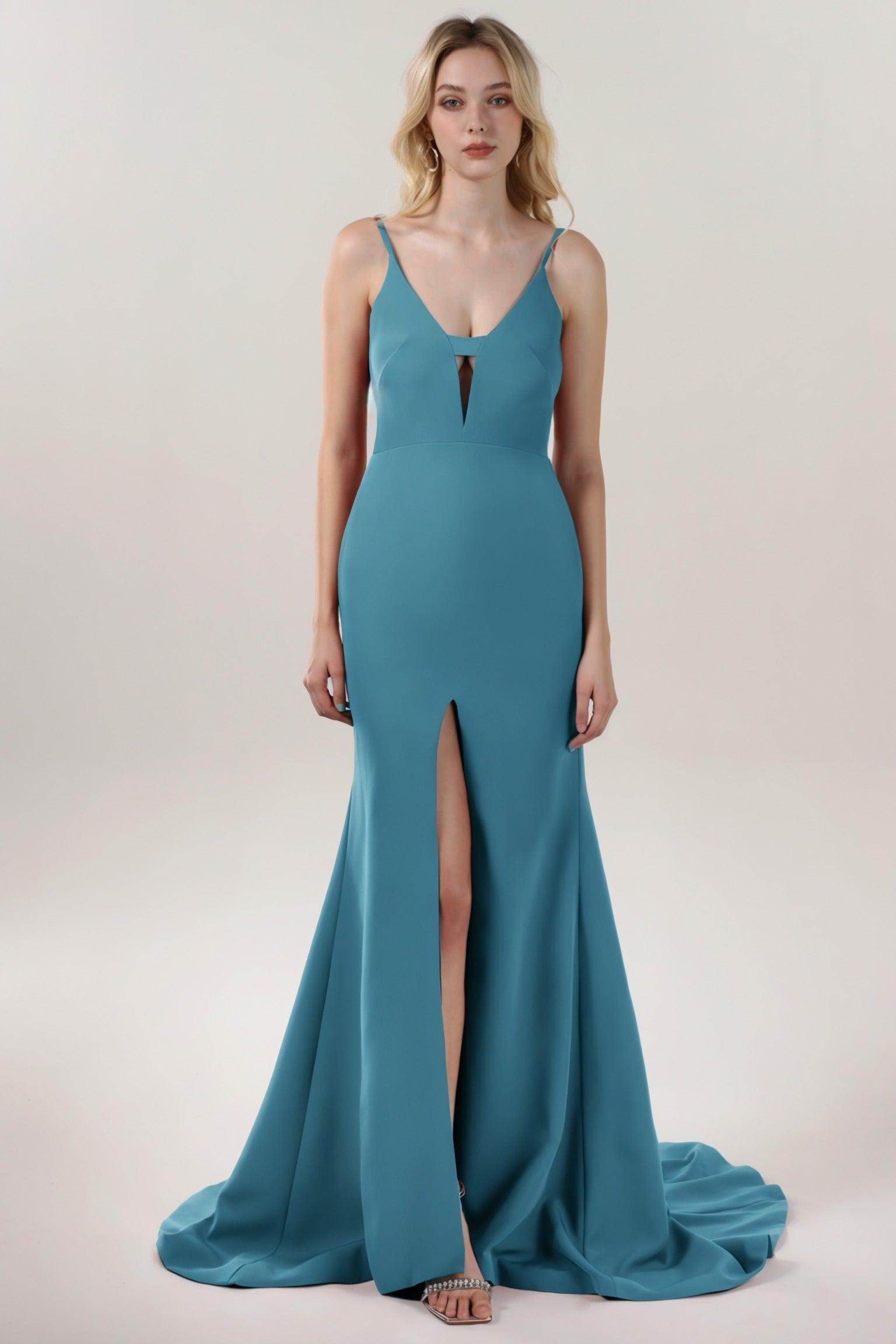 Mermaid Sweep-Brush Train Stretch Crepe Formal Dress CS0588