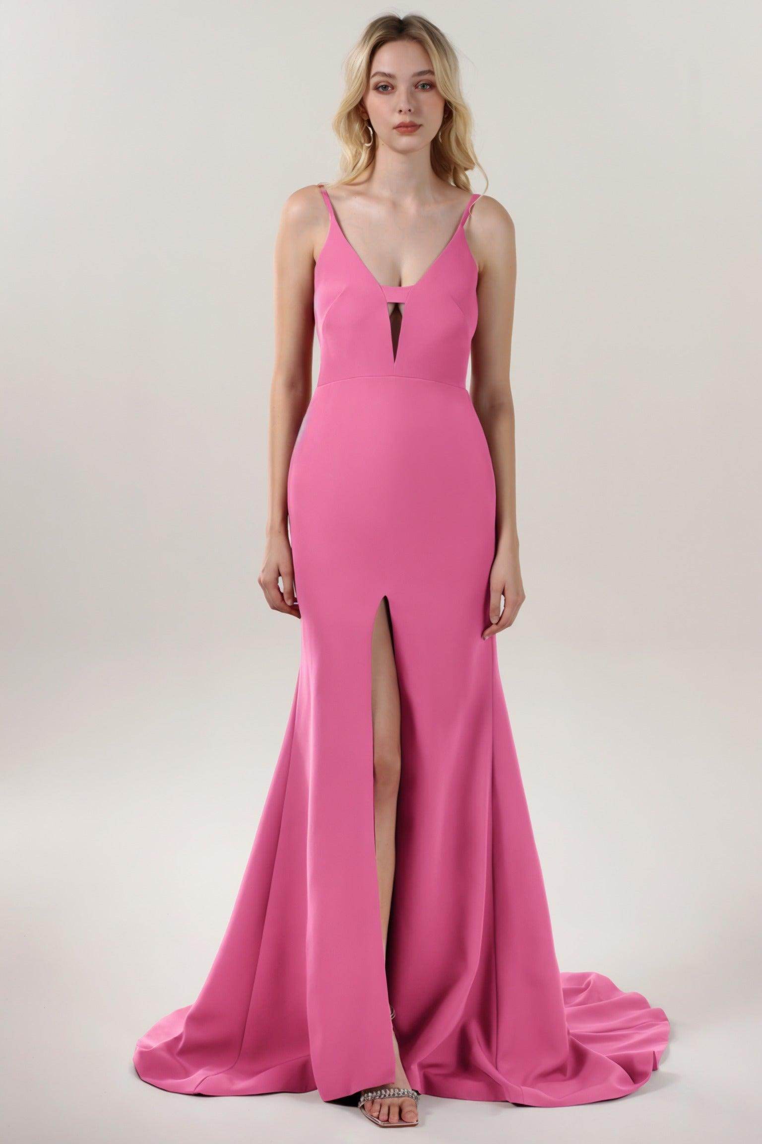 Mermaid Sweep-Brush Train Stretch Crepe Formal Dress CS0588