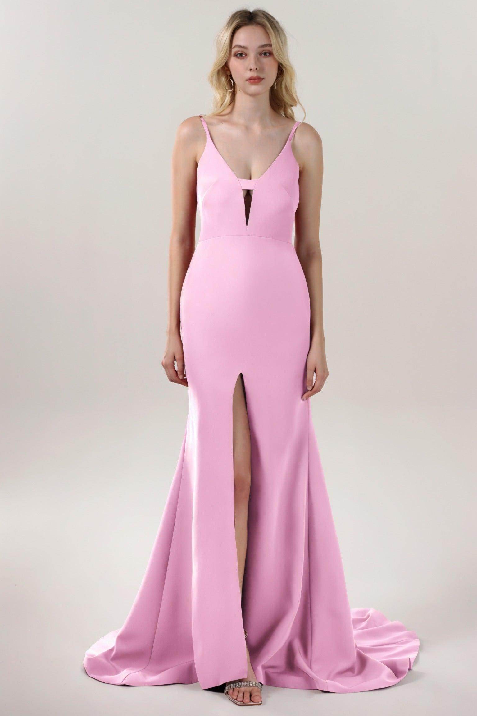 Mermaid Sweep-Brush Train Stretch Crepe Formal Dress CS0588