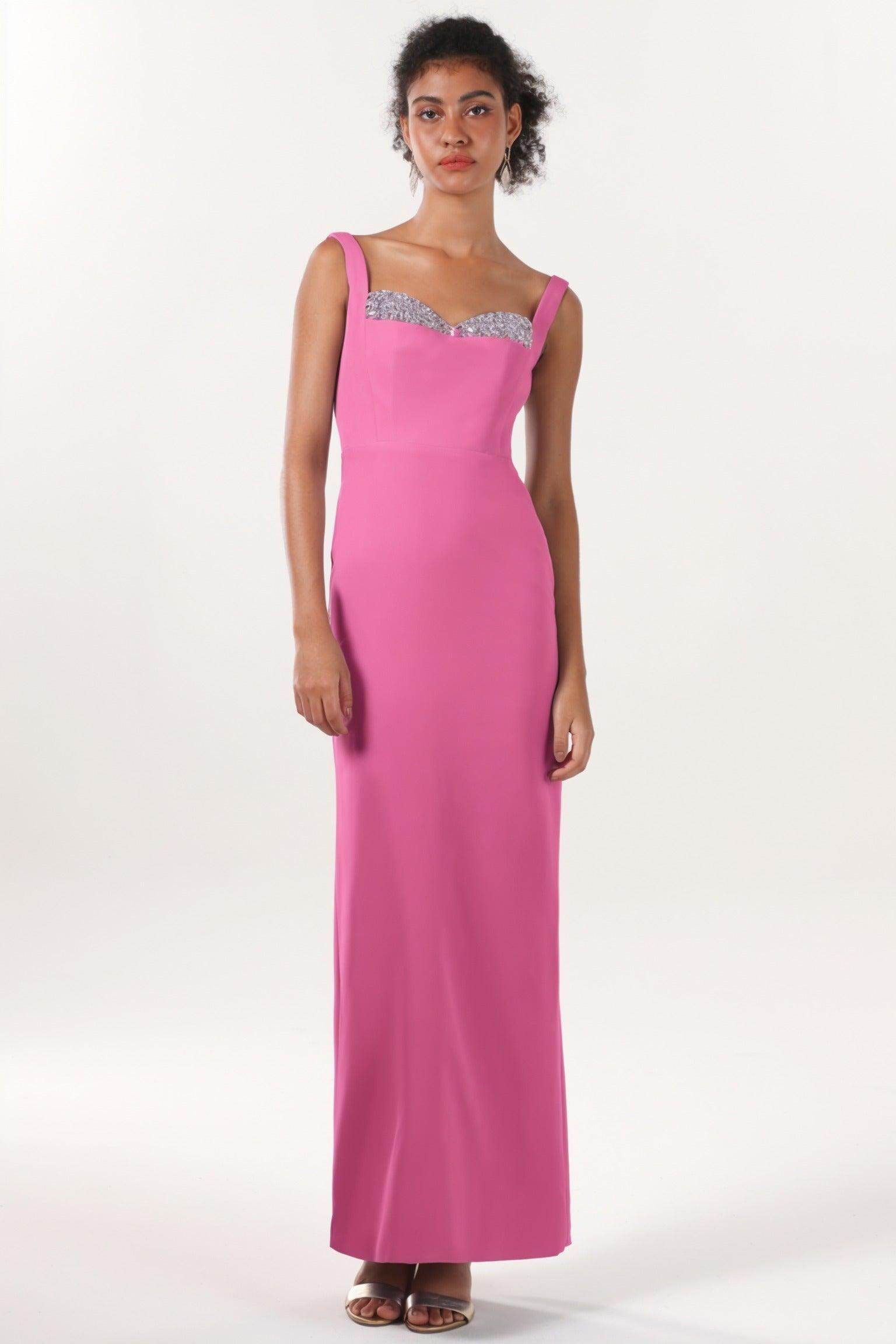 Sheath-Column Maxi Stretch Crepe Formal Dress CS0590