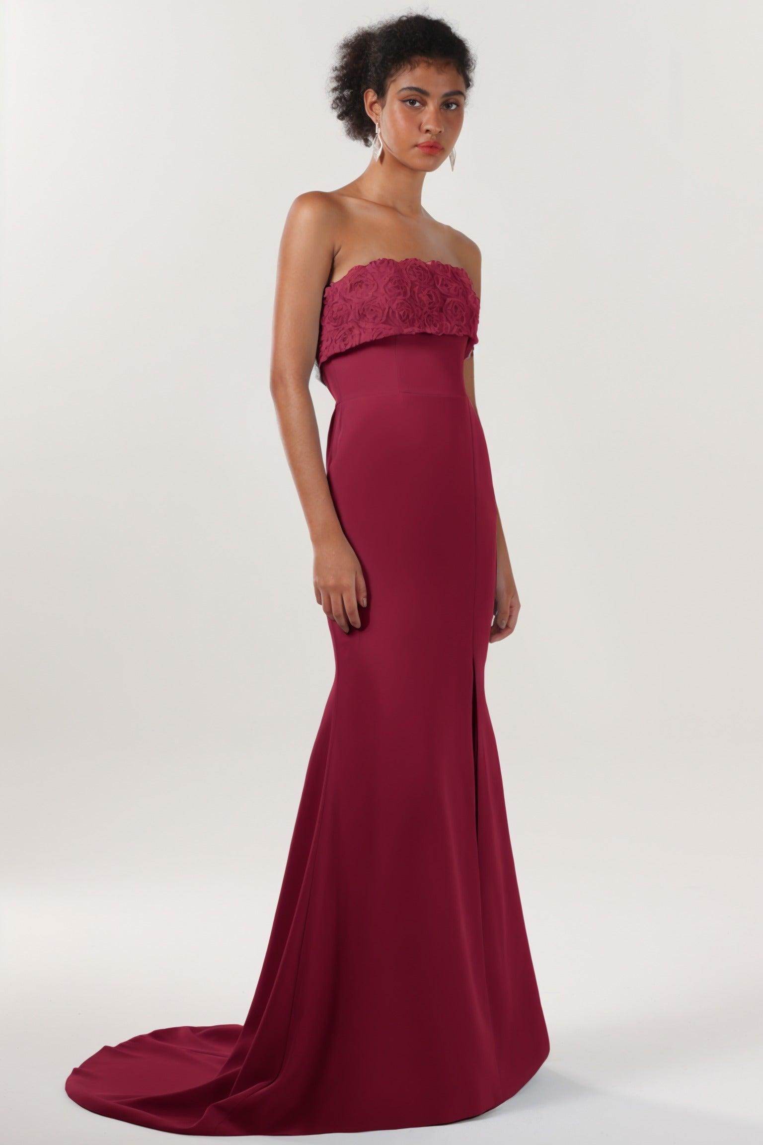 Trumpet-Mermaid Sweep-Brush Train Stretch Crepe Bridesmaid Dress CS0591BM