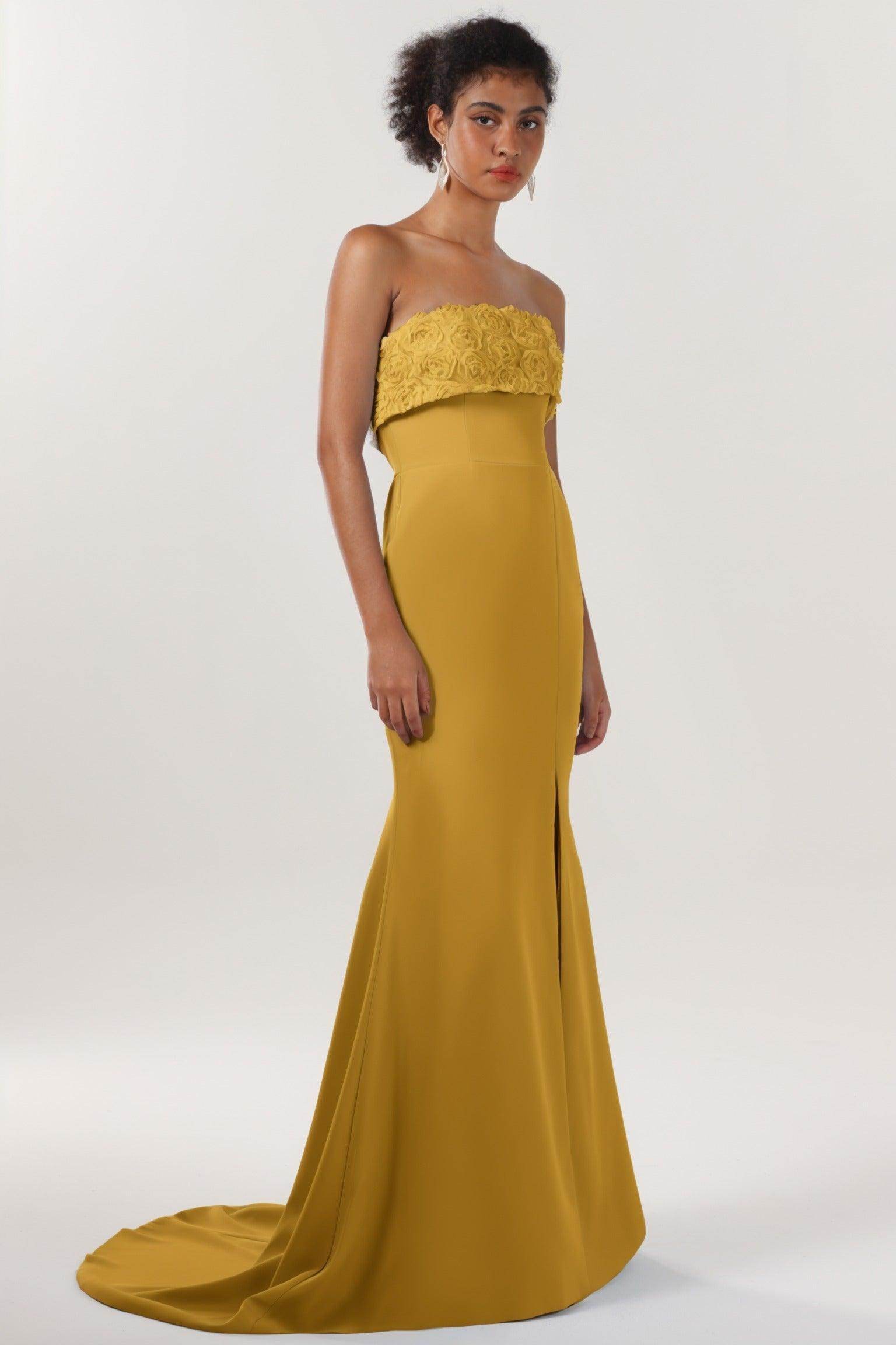 Trumpet-Mermaid Sweep-Brush Train Stretch Crepe Formal Dress CS0591