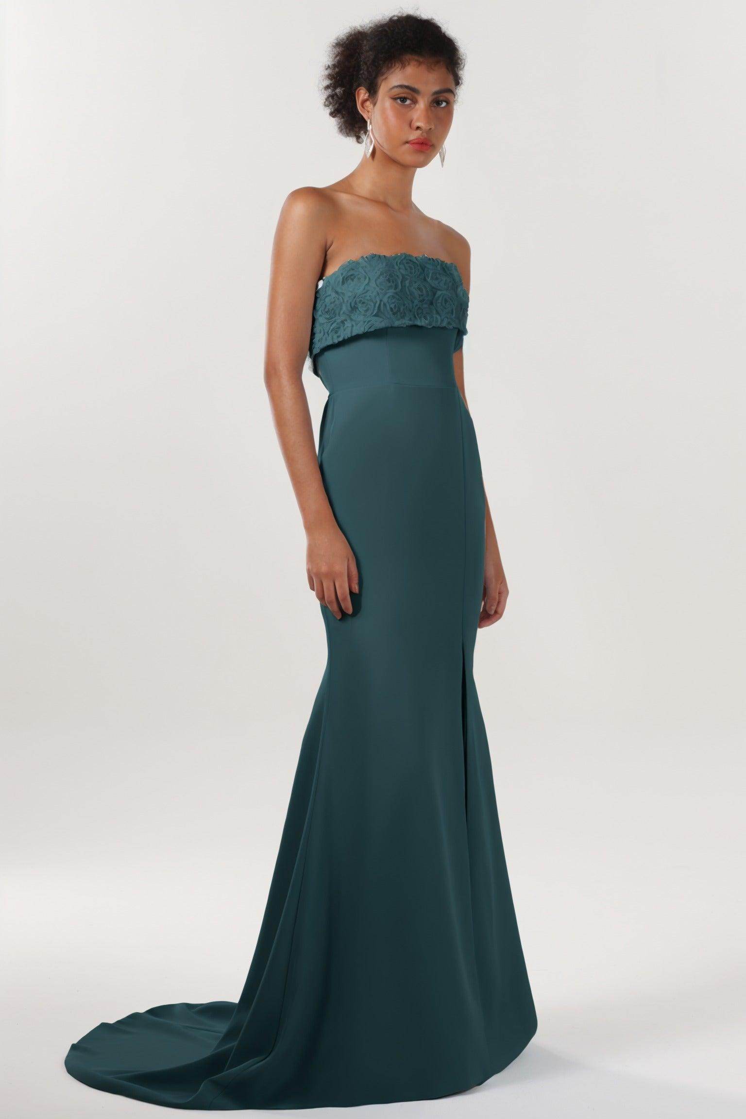 Trumpet-Mermaid Sweep-Brush Train Stretch Crepe Bridesmaid Dress CS0591BM