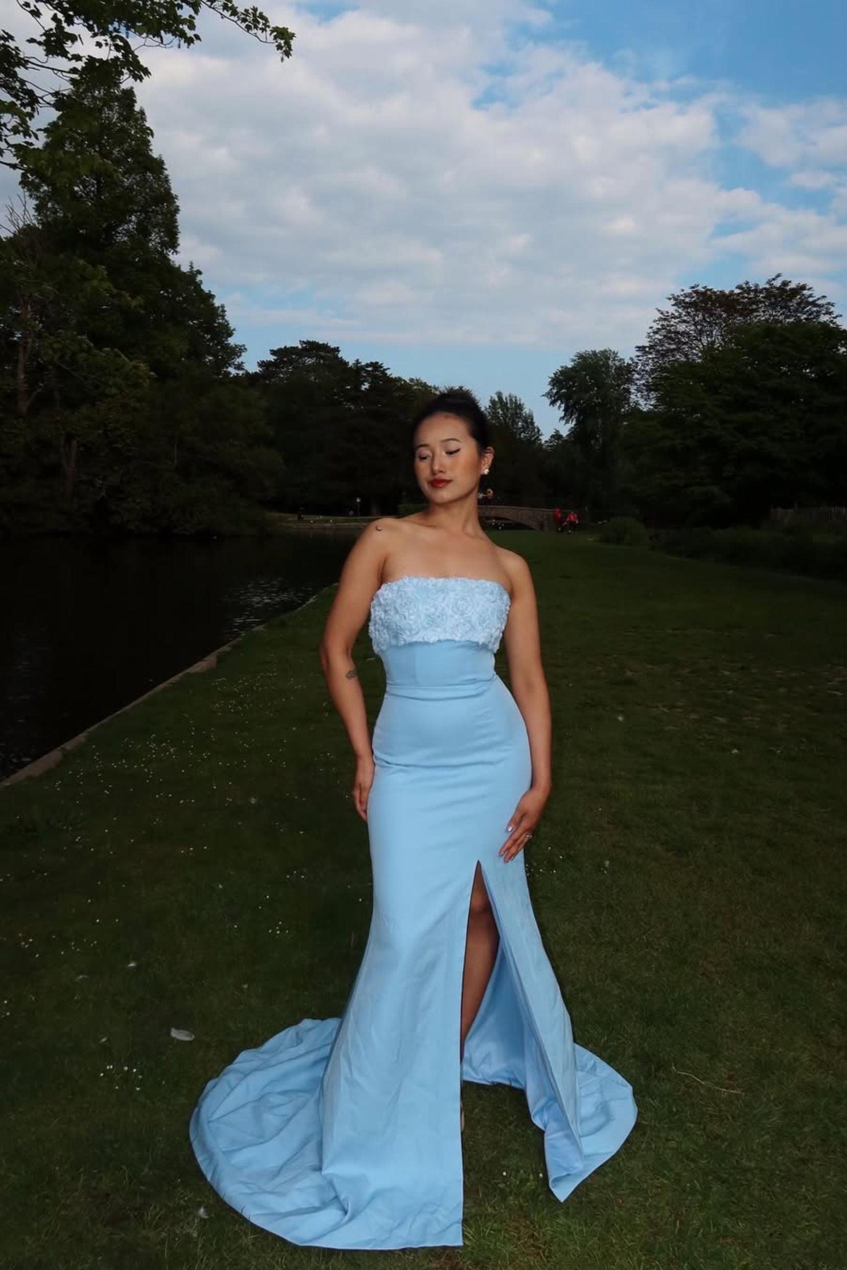 Trumpet-Mermaid Sweep-Brush Train Stretch Crepe Formal Dress CS0591