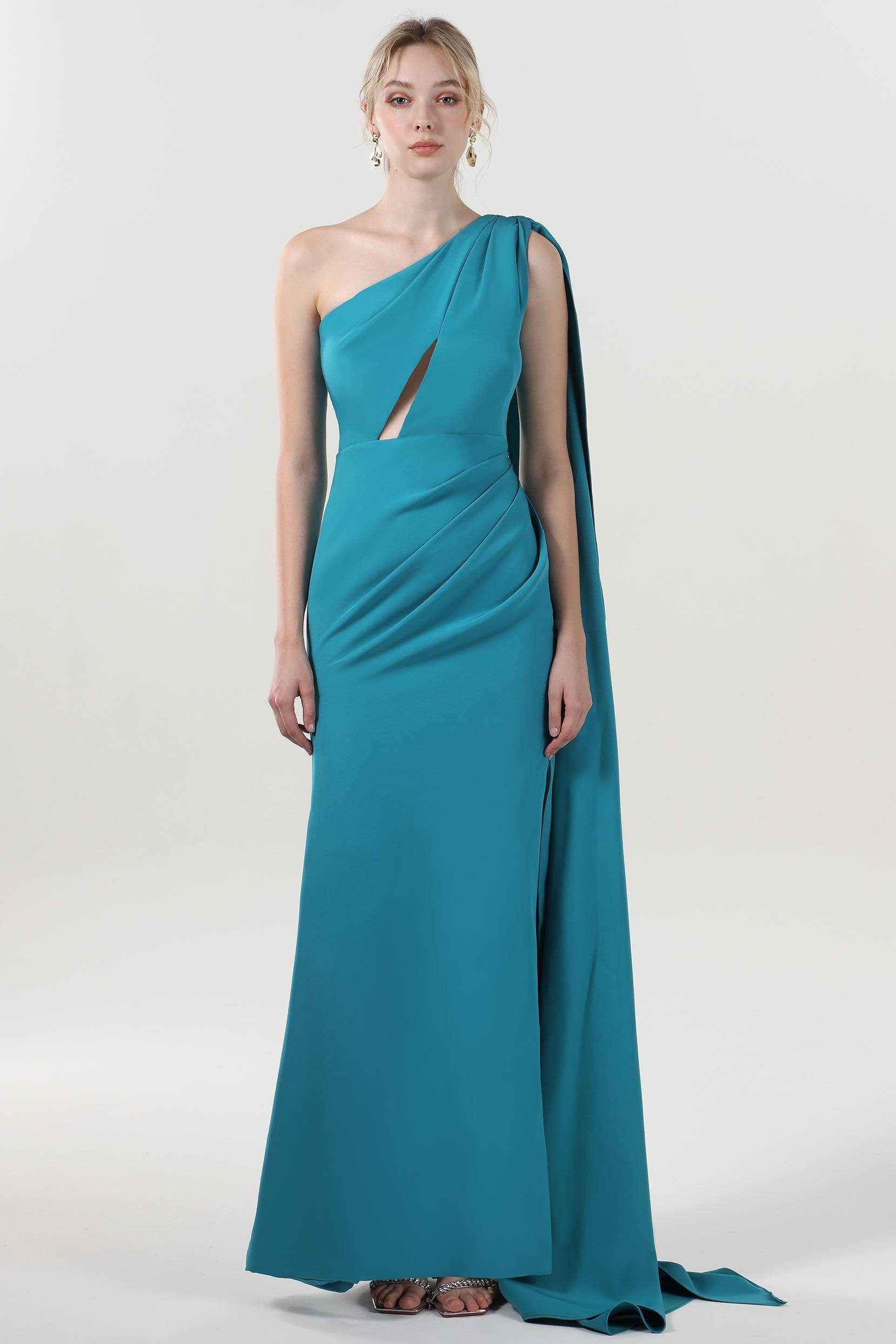 Sheath-Column Maxi Stretch Crepe Formal Dress CS0593