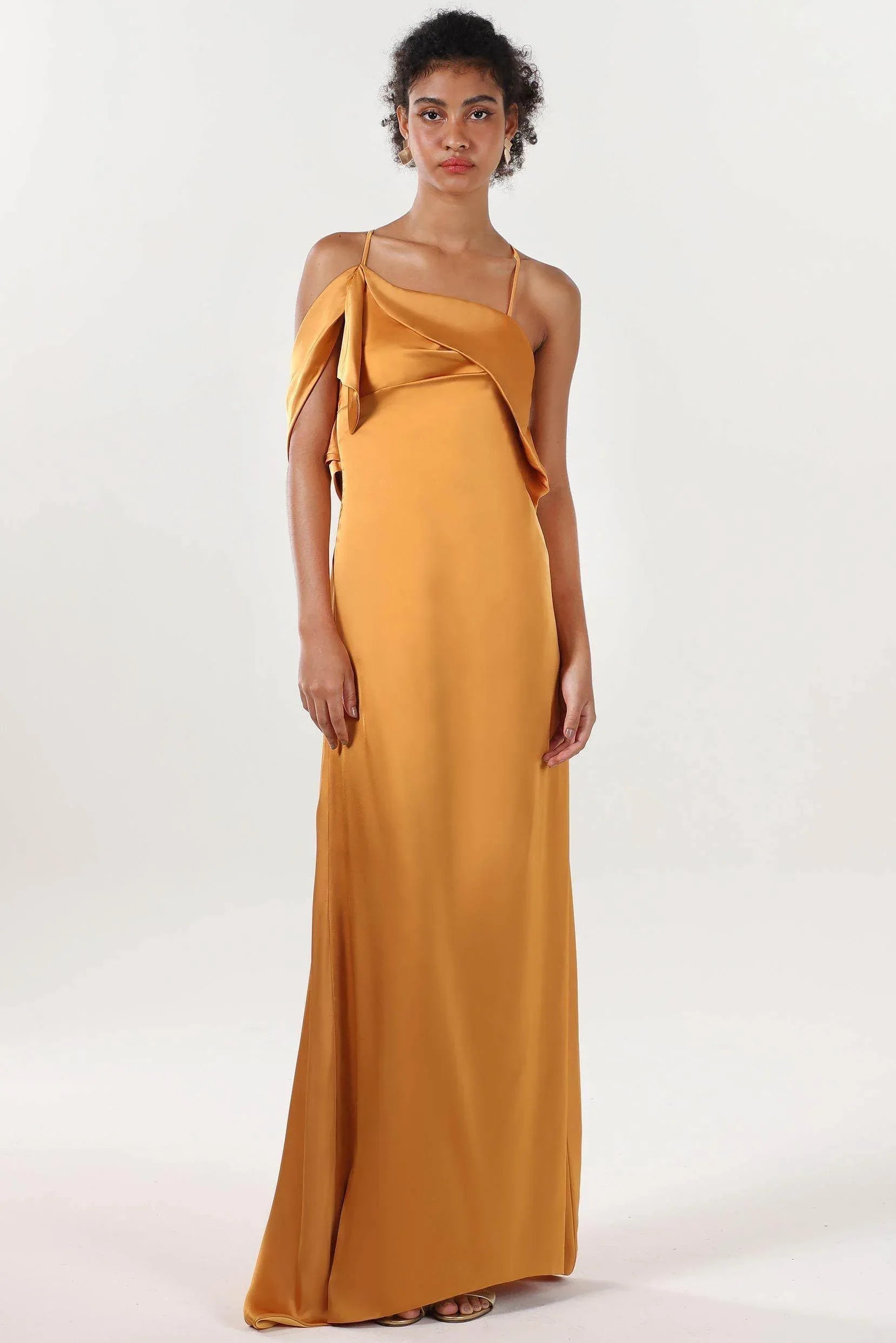 Sheath-Column Sweep-Brush Train Luxe Satin Formal Dress CS0598