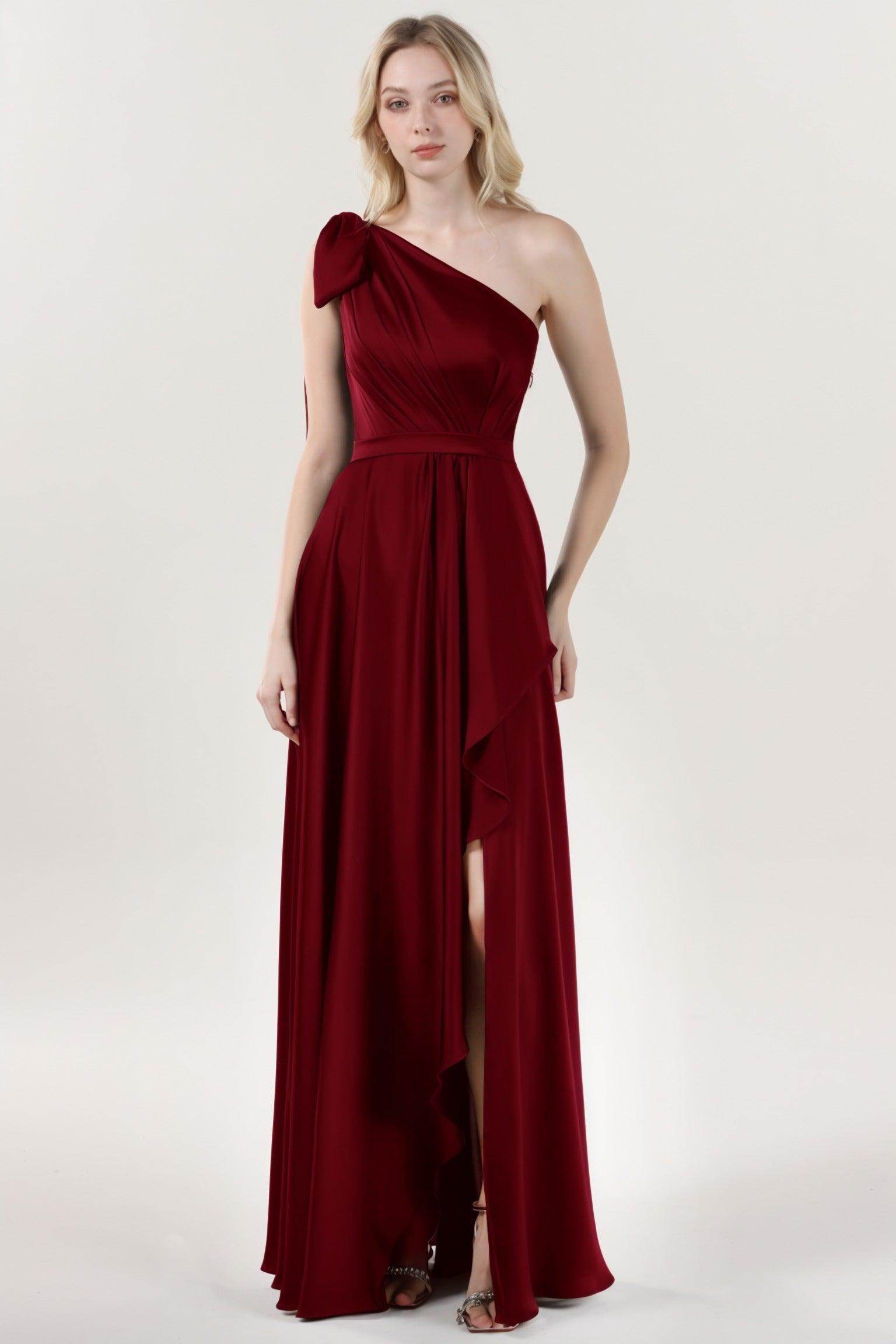 Asymmetrical Maxi Luxe Satin Formal Dress CS0603