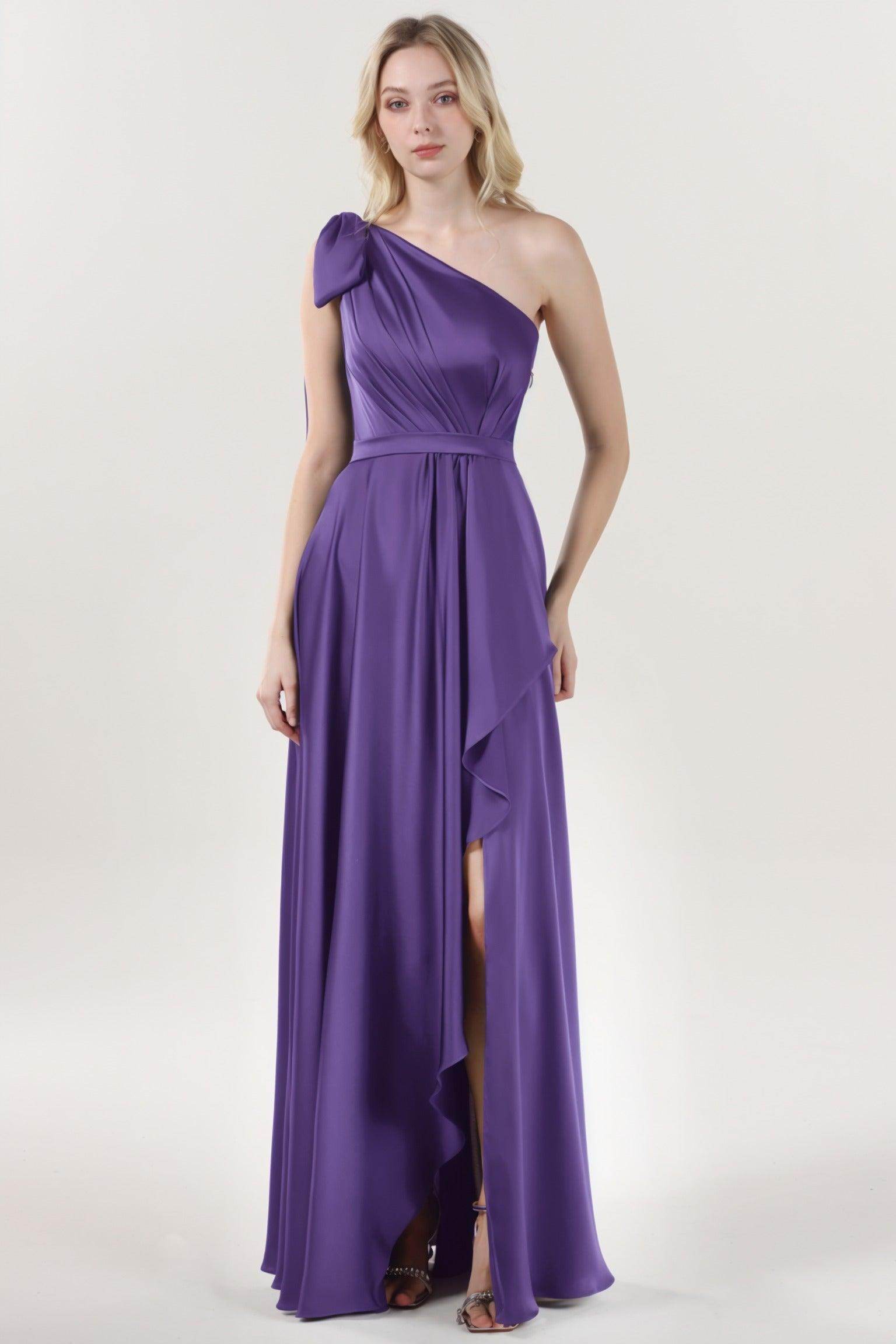 Asymmetrical Maxi Luxe Satin Bridesmaid Dress CS0603BM