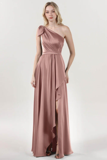 Asymmetrical Maxi Luxe Satin Bridesmaid Dress CS0603BM