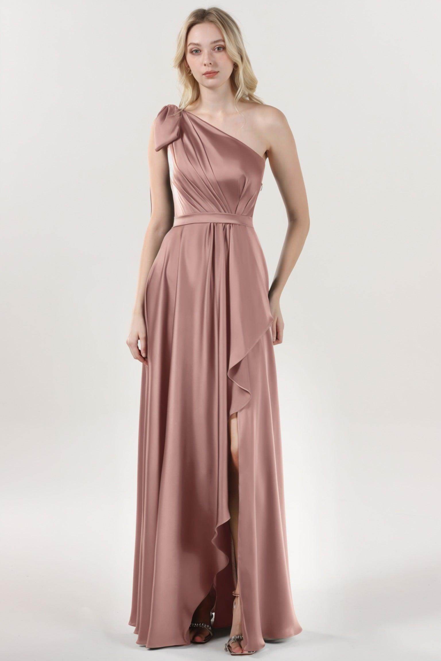 Asymmetrical Maxi Luxe Satin Formal Dress CS0603