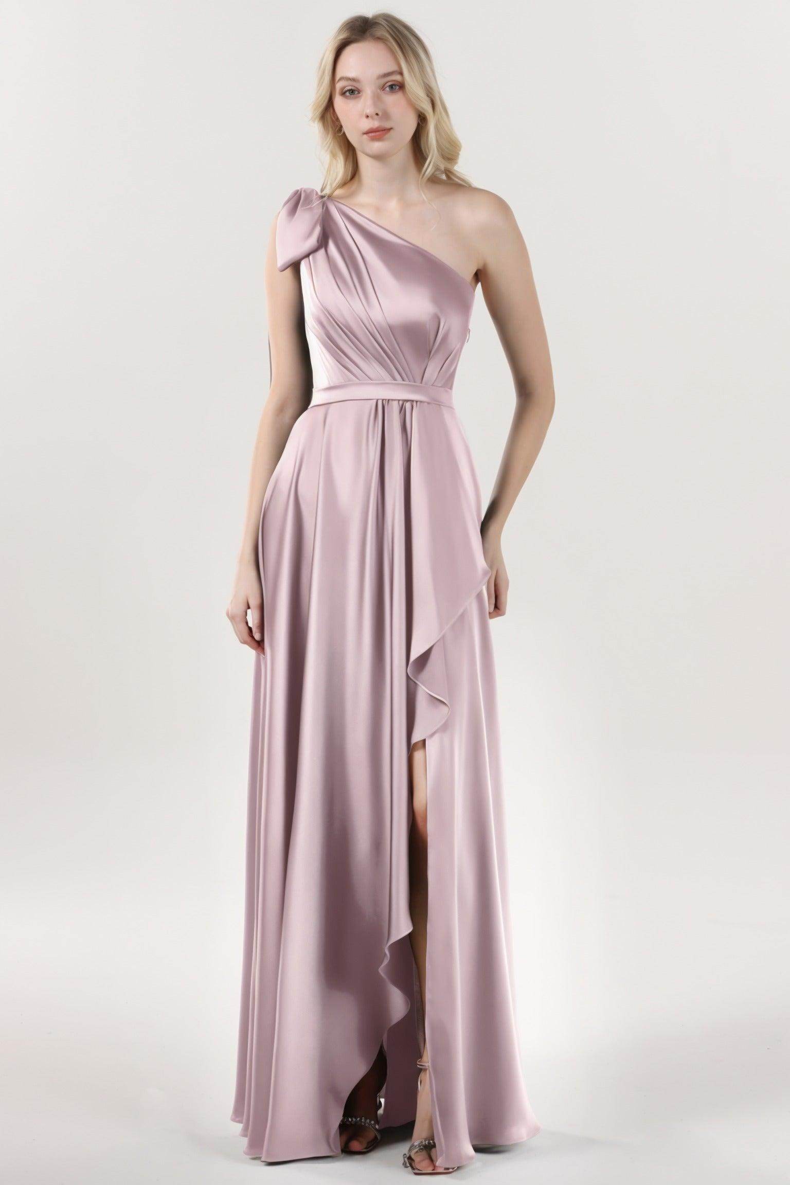 Asymmetrical Maxi Luxe Satin Bridesmaid Dress CS0603BM