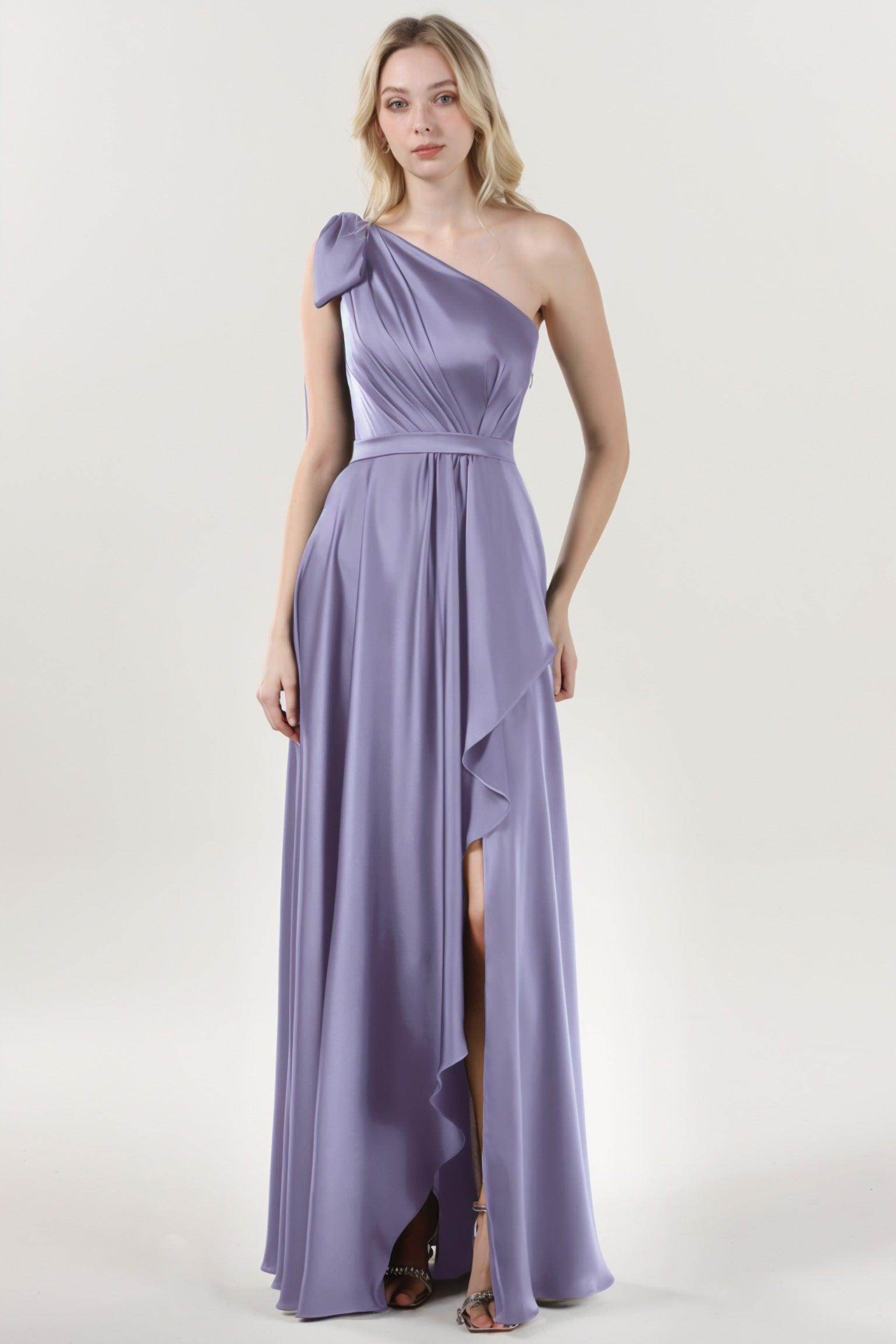 Asymmetrical Maxi Luxe Satin Bridesmaid Dress CS0603BM
