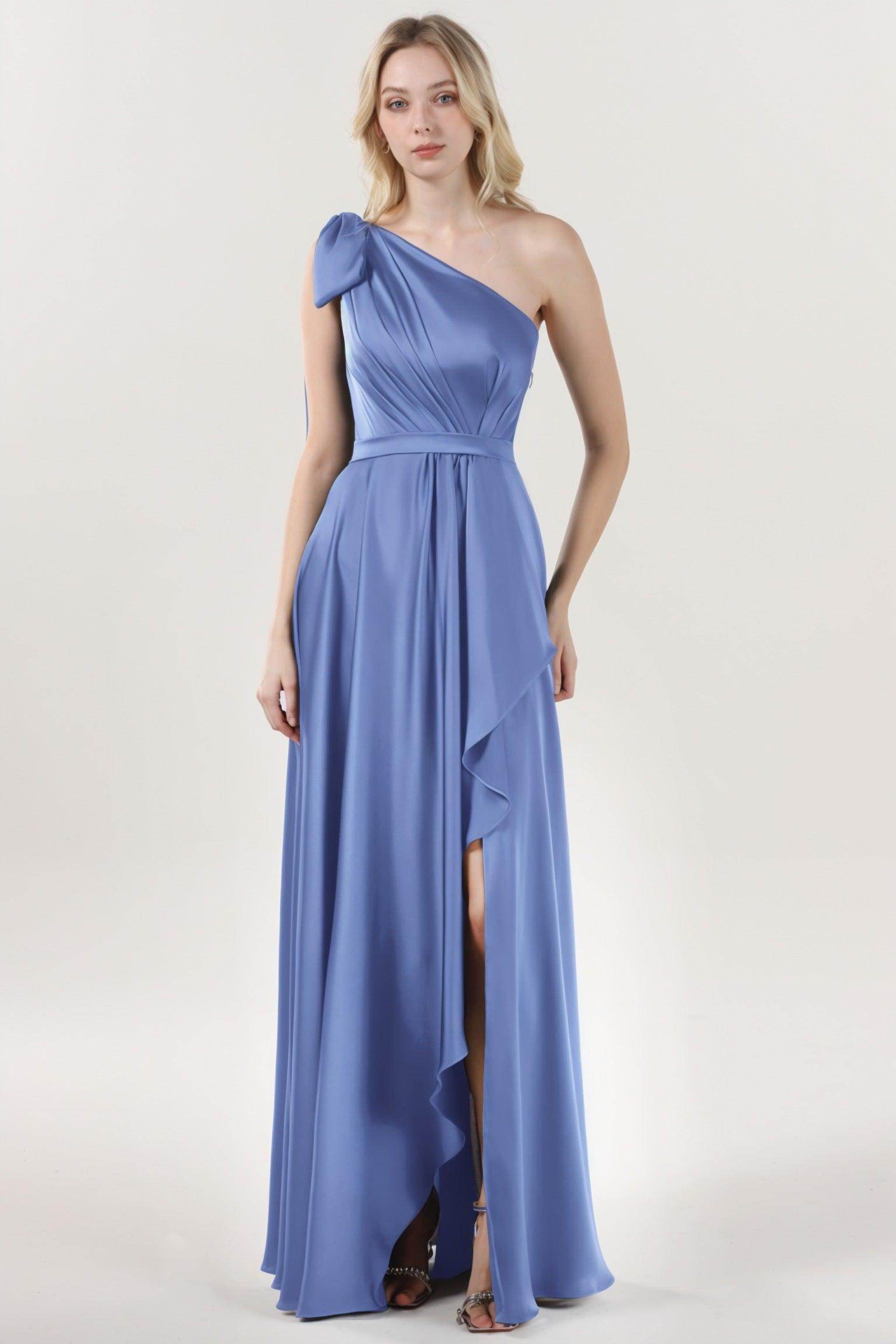 Asymmetrical Maxi Luxe Satin Bridesmaid Dress CS0603BM