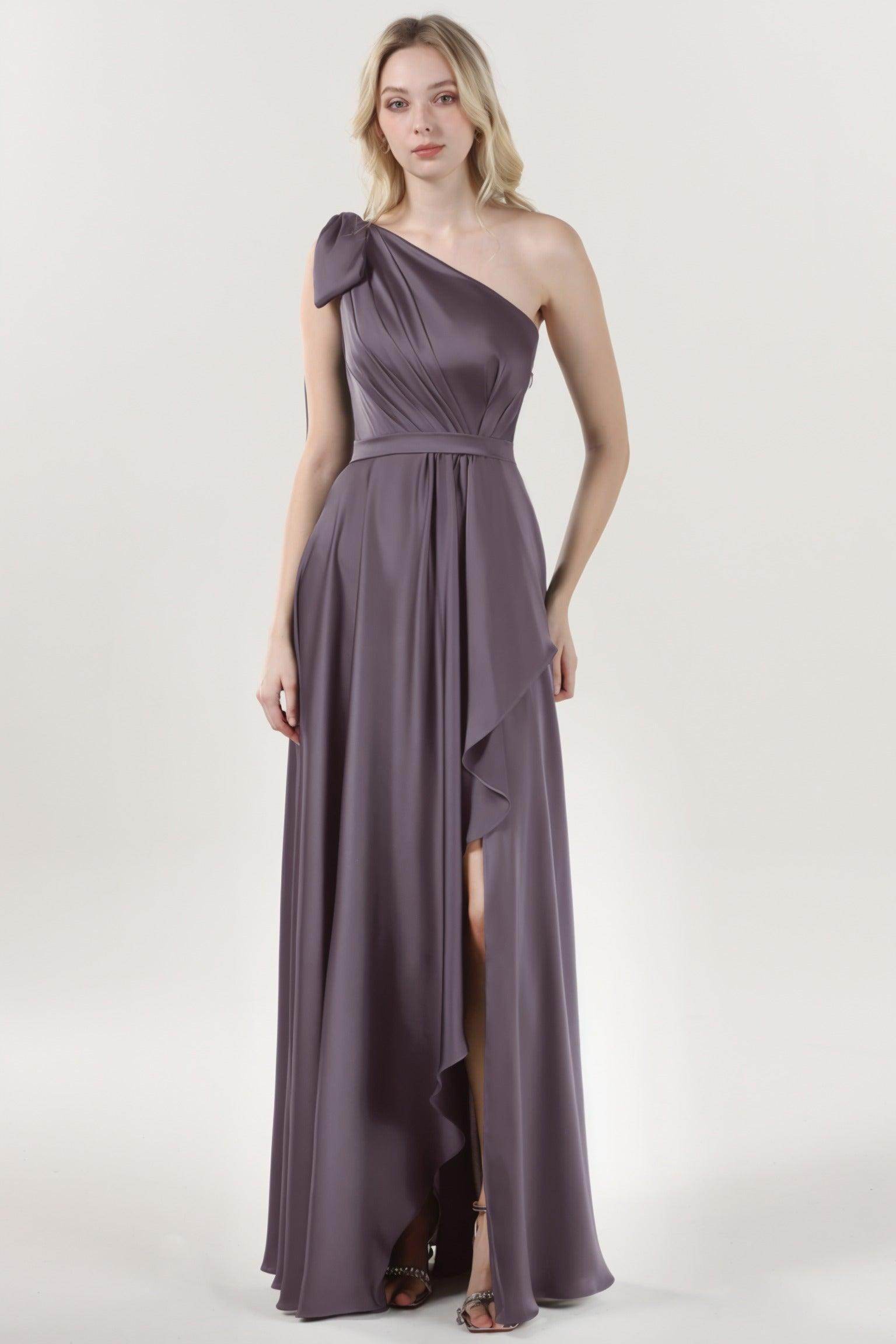 Asymmetrical Maxi Luxe Satin Bridesmaid Dress CS0603BM