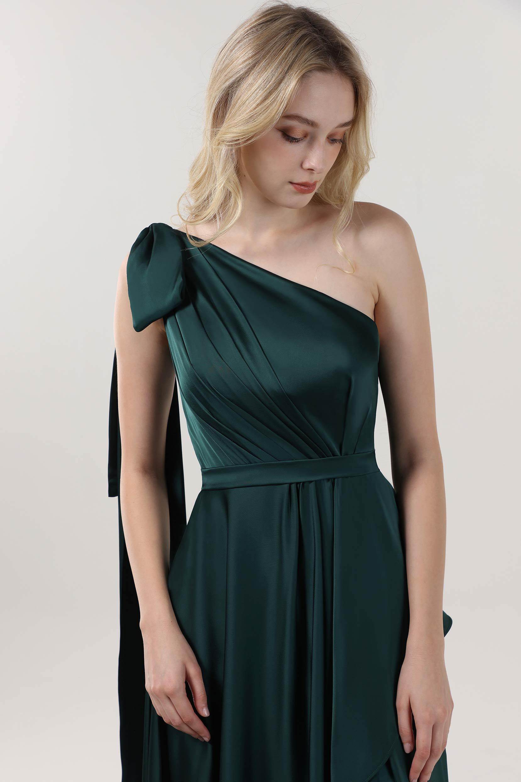 Asymmetrical Maxi Luxe Satin Bridesmaid Dress CS0603BM