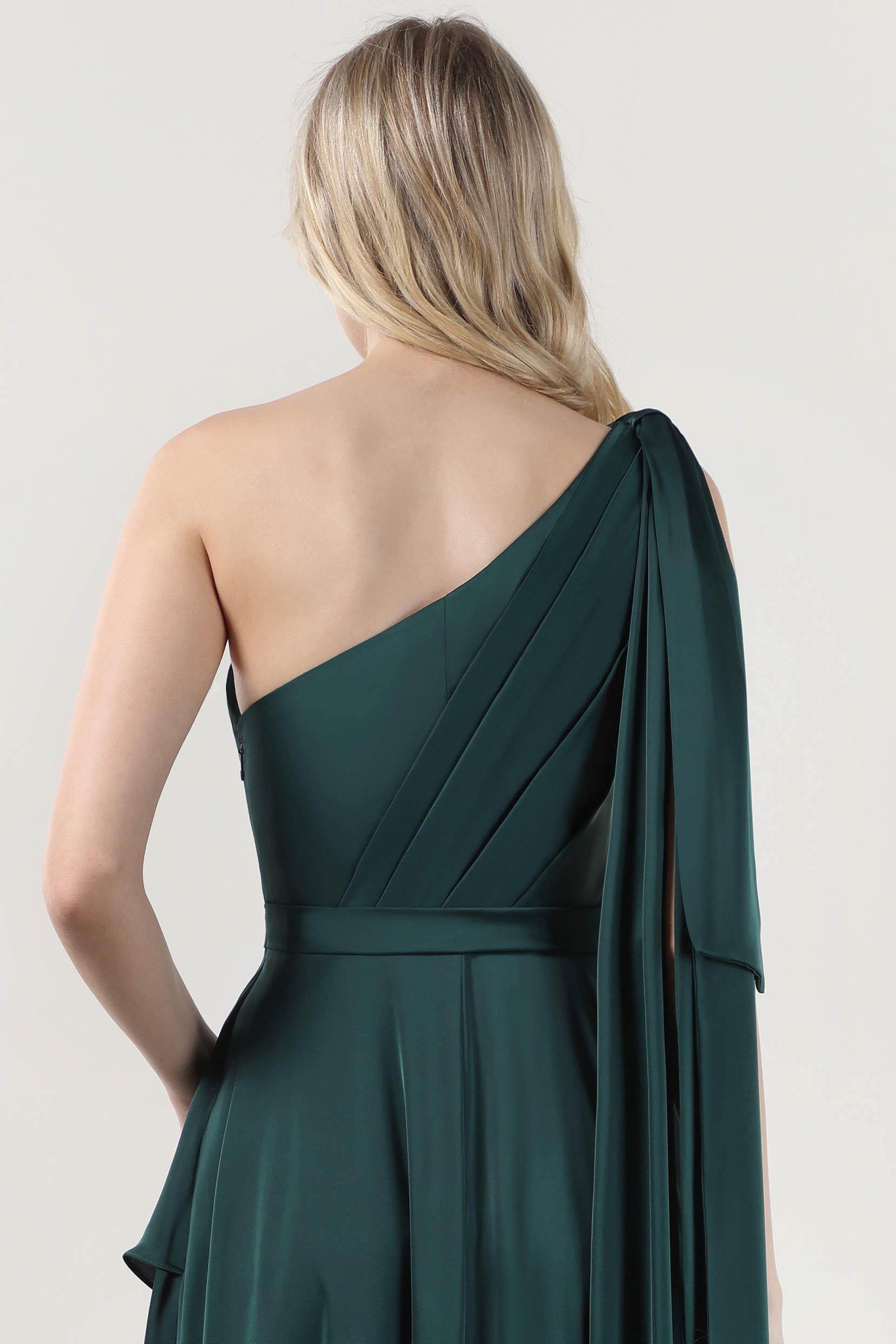 Asymmetrical Maxi Luxe Satin Bridesmaid Dress CS0603BM
