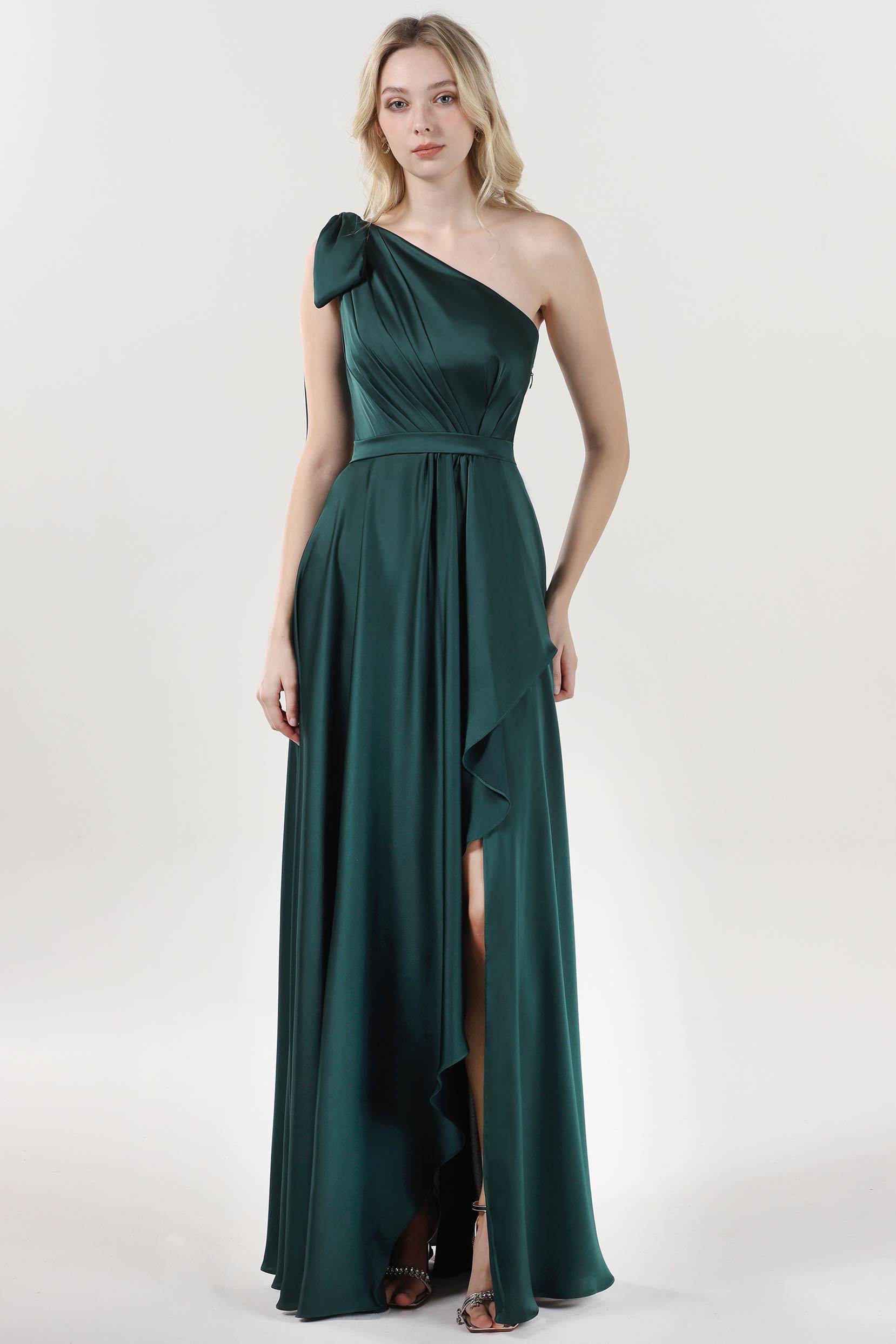Asymmetrical Maxi Luxe Satin Bridesmaid Dress CS0603BM