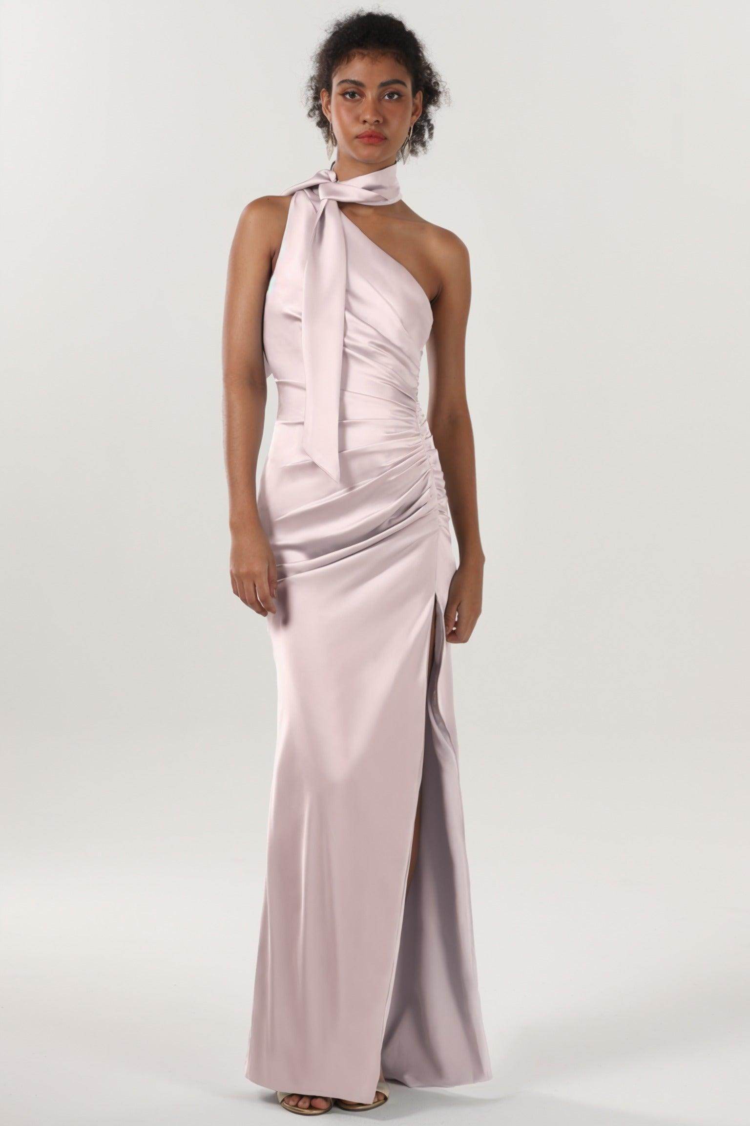 Sheath-Column Maxi Luxe Satin Formal Dress CS0604