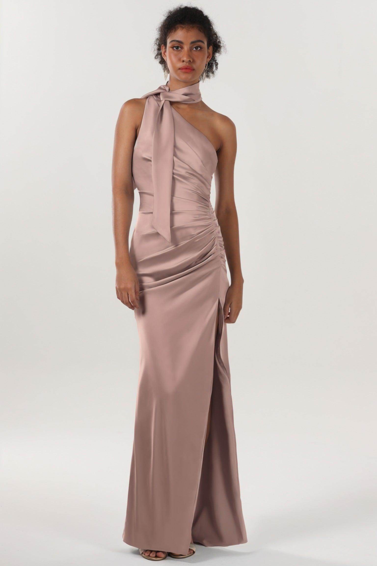 Sheath-Column Maxi Luxe Satin Formal Dress CS0604