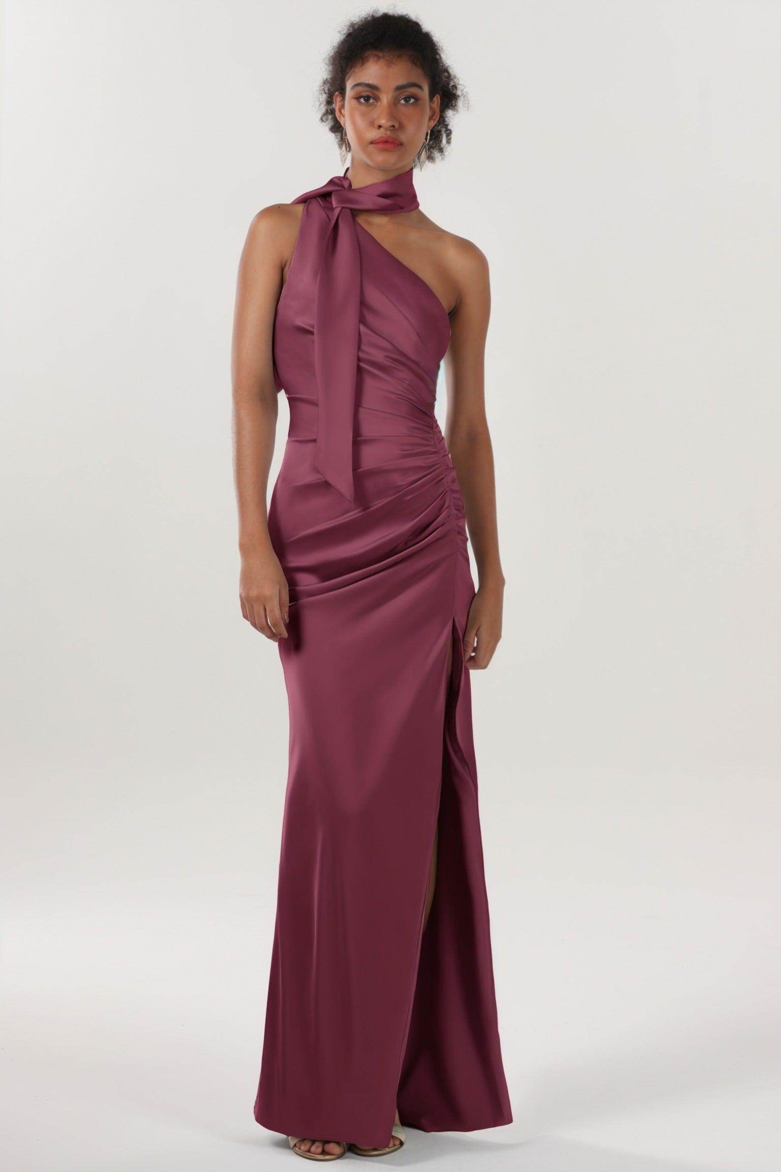 Sheath-Column Maxi Luxe Satin Formal Dress CS0604