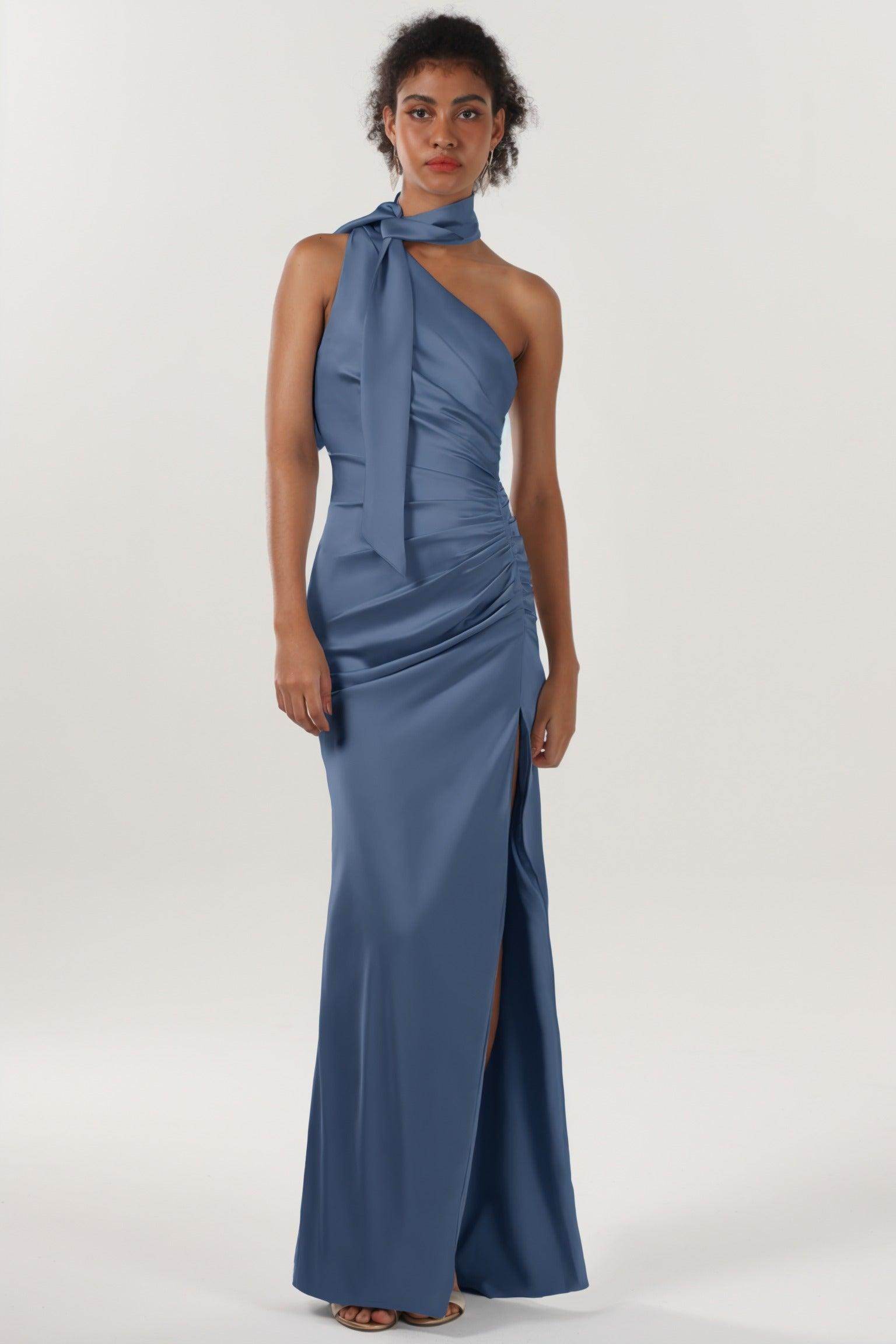 Sheath-Column Maxi Luxe Satin Formal Dress CS0604
