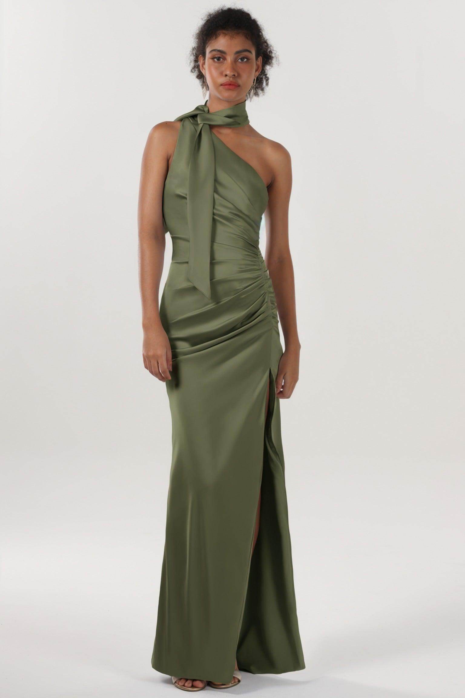 Sheath-Column Maxi Luxe Satin Formal Dress CS0604