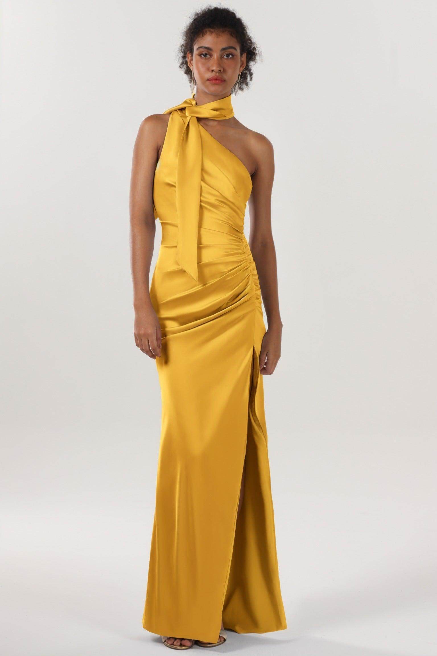 Sheath-Column Maxi Luxe Satin Formal Dress CS0604