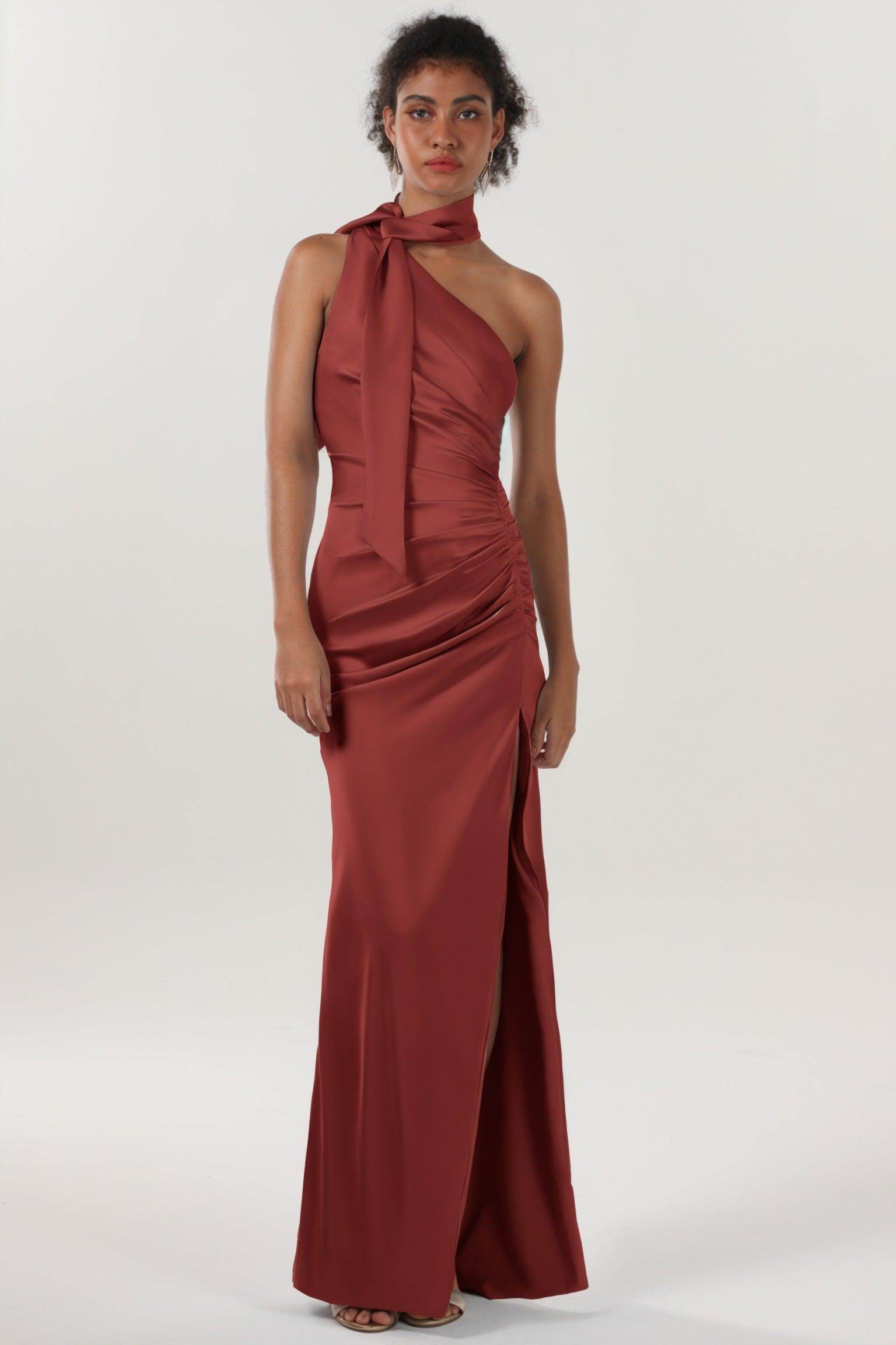 Sheath-Column Maxi Luxe Satin Formal Dress CS0604