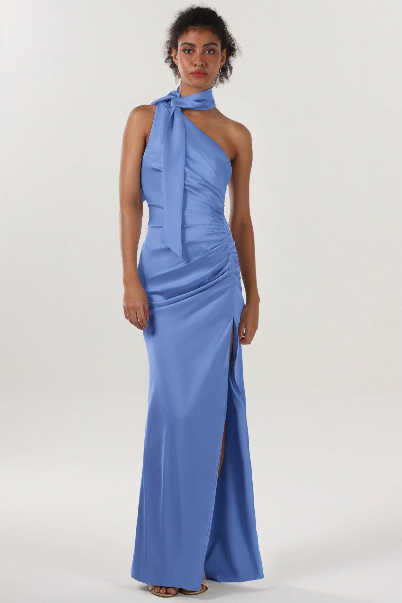 Sheath-Column Maxi Luxe Satin Formal Dress CS0604