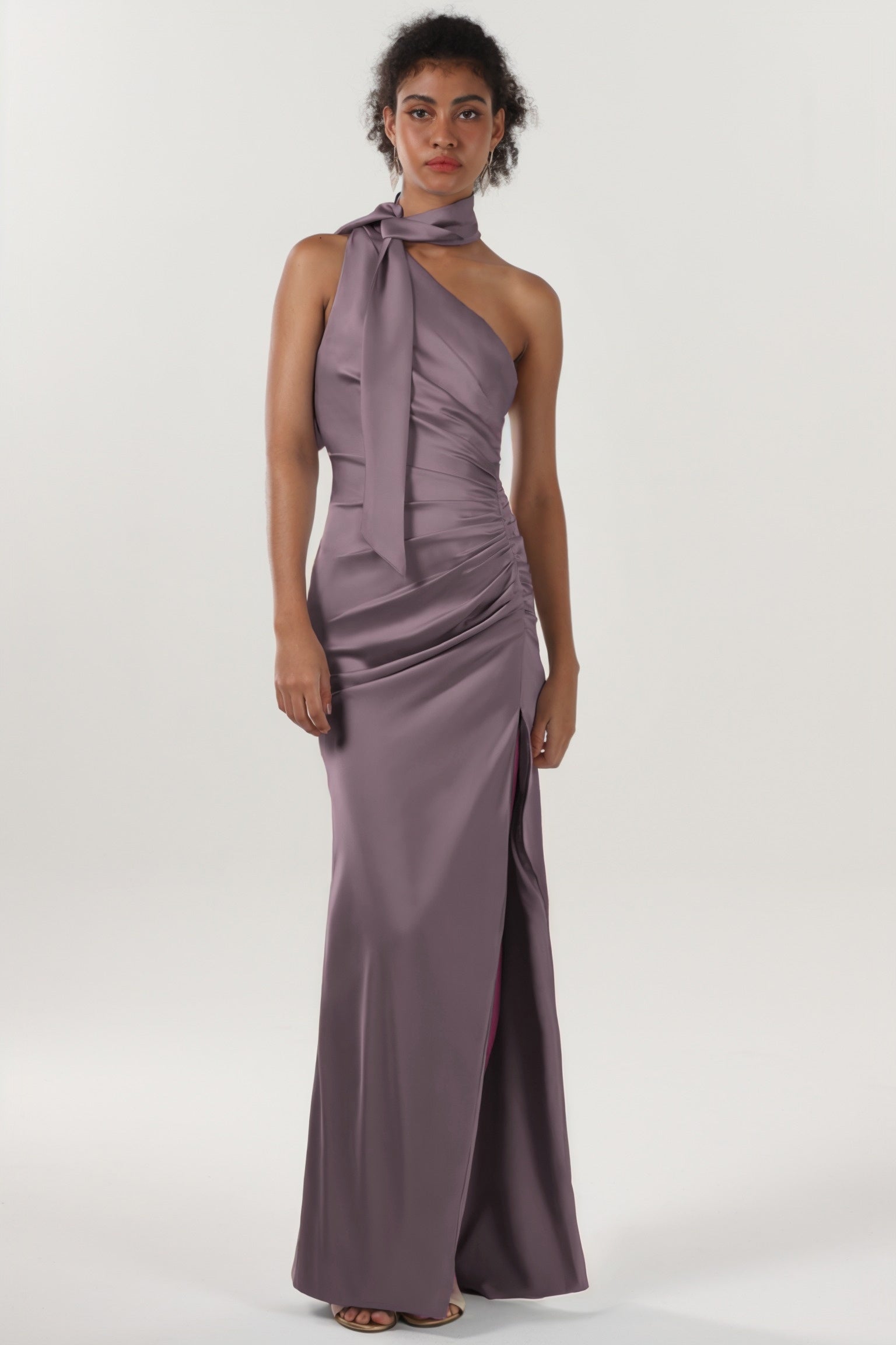 Sheath-Column Maxi Luxe Satin Formal Dress CS0604