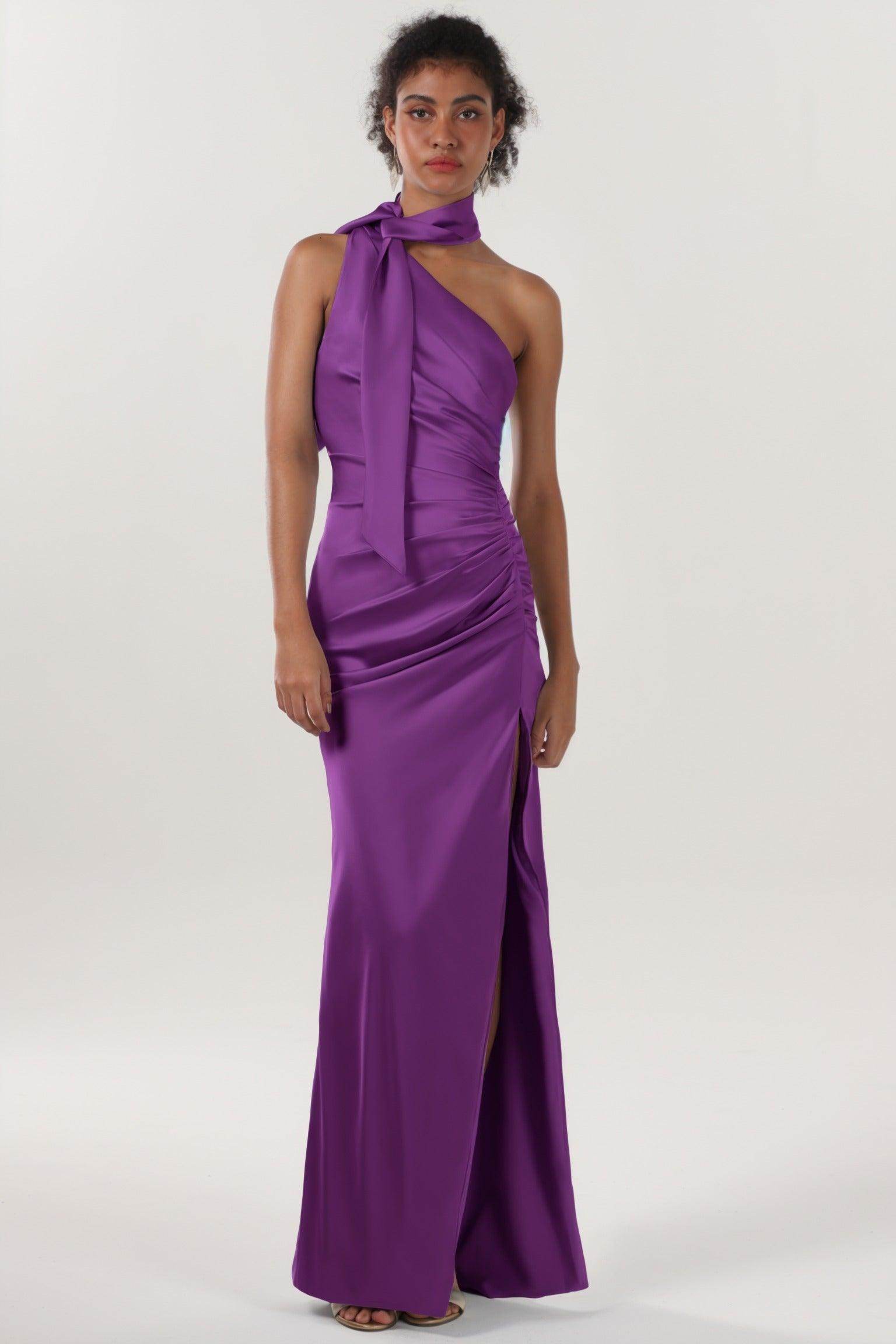 Sheath-Column Maxi Luxe Satin Formal Dress CS0604
