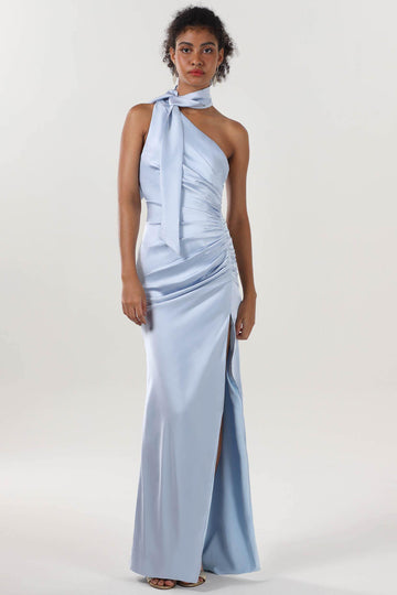 Sheath-Column Maxi Luxe Satin Formal Dress CS0604