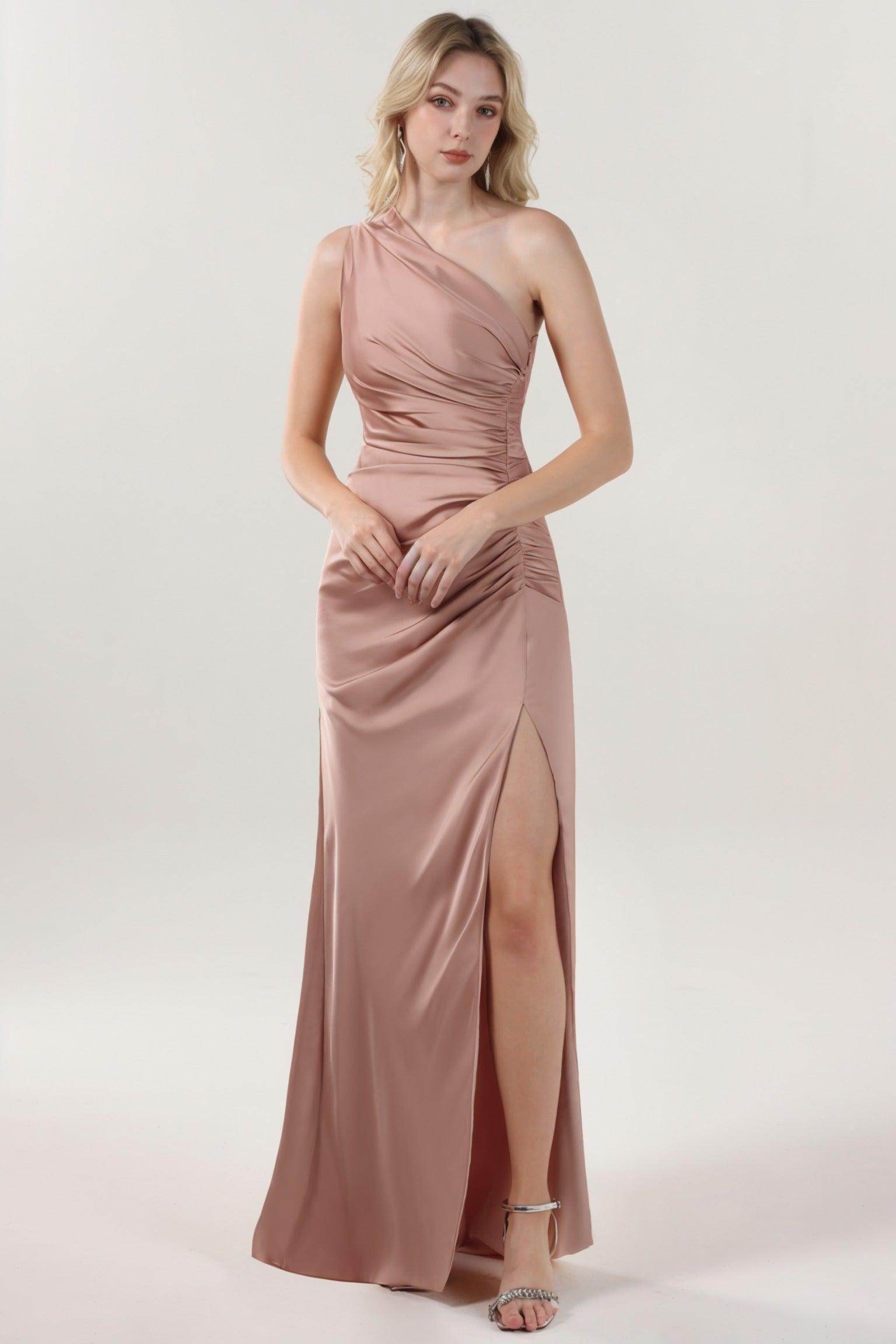 Sheath-Column Maxi Luxe Satin Formal Dress CS0606