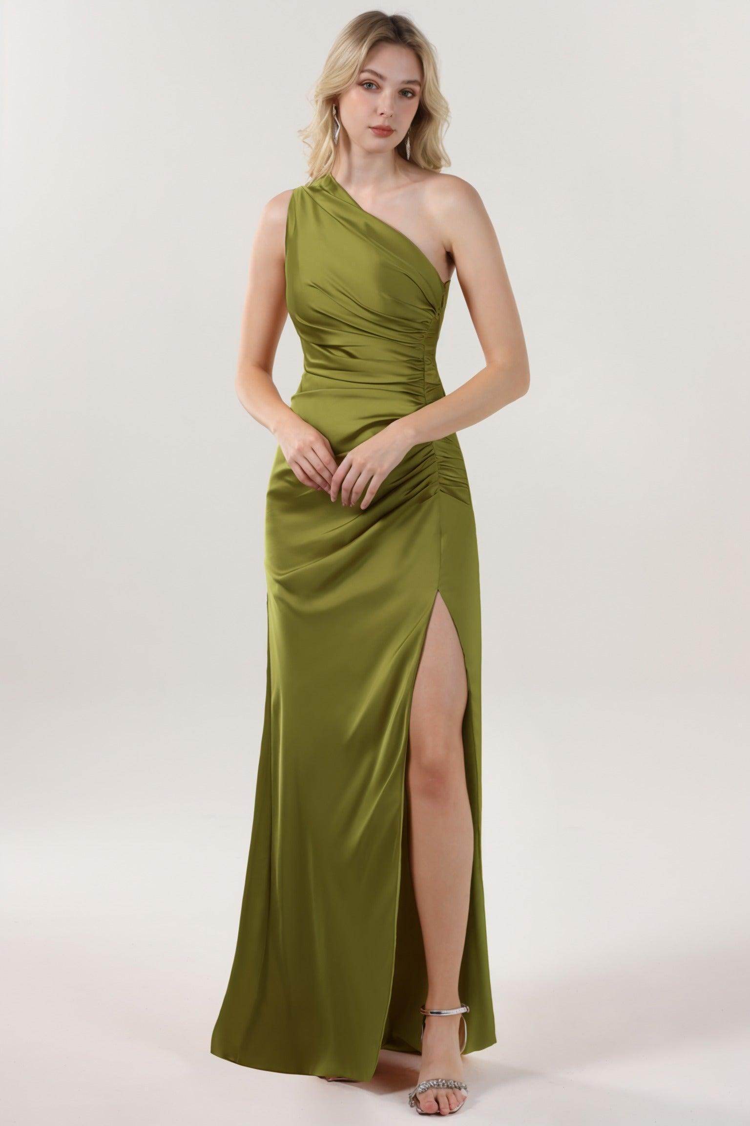 Sheath-Column Maxi Luxe Satin Formal Dress CS0606