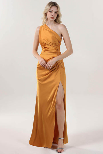 Sheath-Column Maxi Luxe Satin Formal Dress CS0606