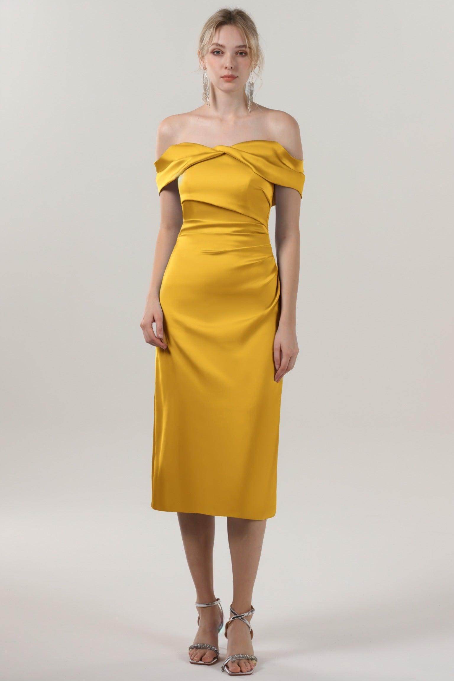 Sheath-Column Midi Luxe Satin Formal Dress CS0610