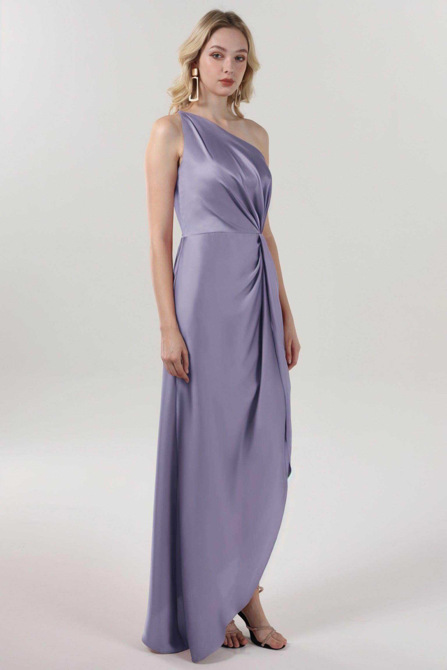 Sheath-Column Midi Luxe Satin Bridesmaid Dress CS0612BM