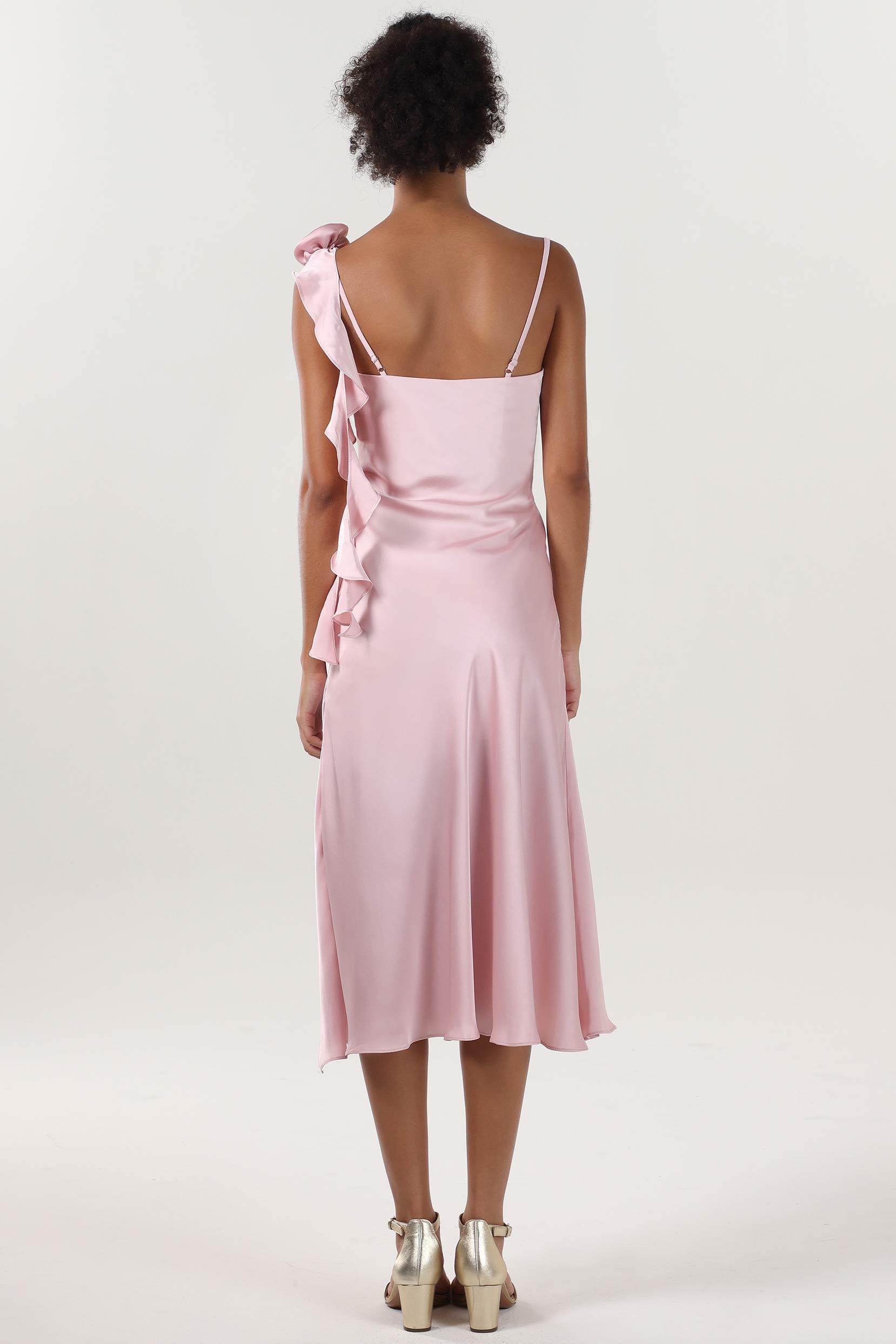 Sheath-Column Midi Luxe Satin Bridesmaid Dress CS0613BM