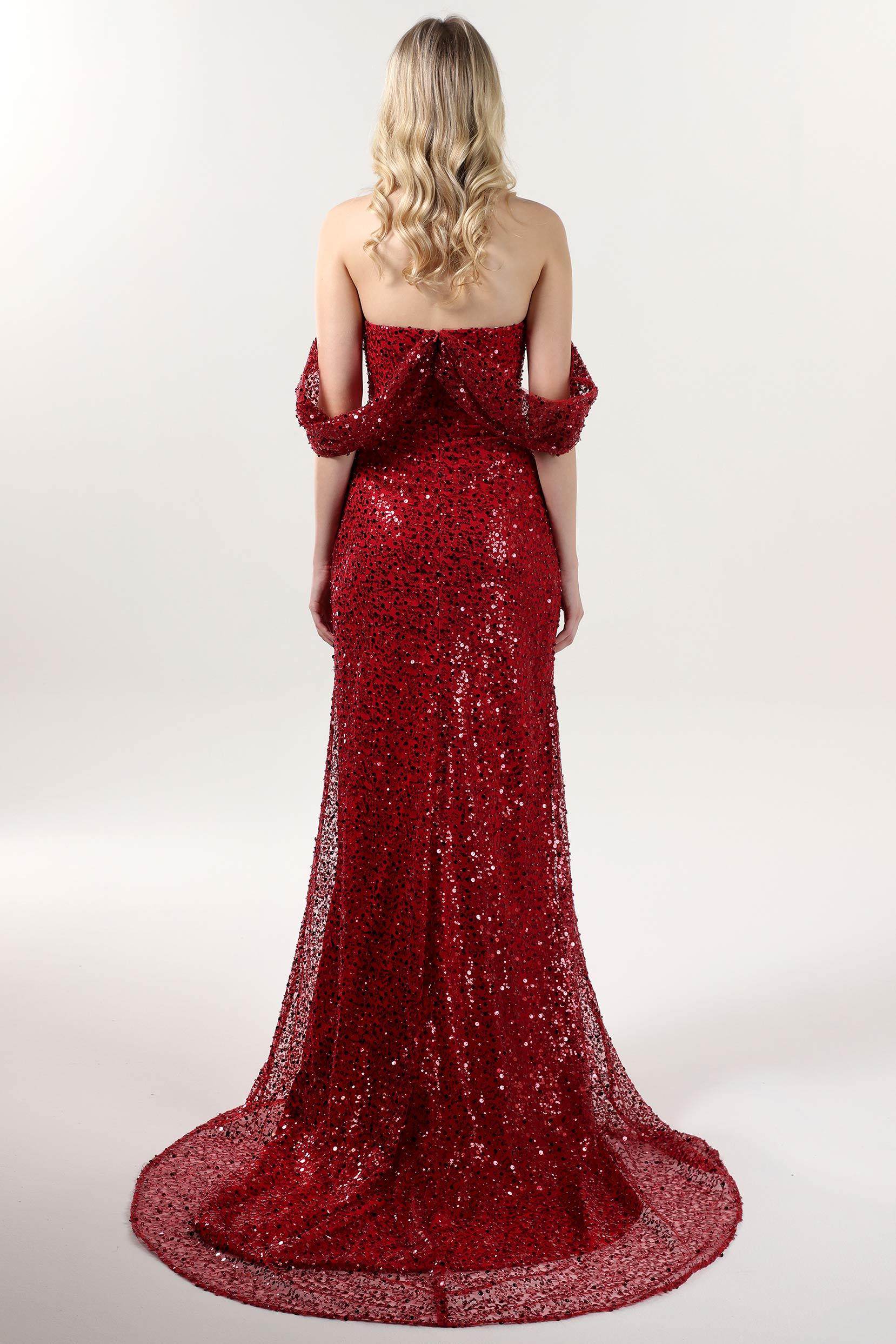Sheath-Column Sweep-Brush Train Glitter Formal Dress CS0614